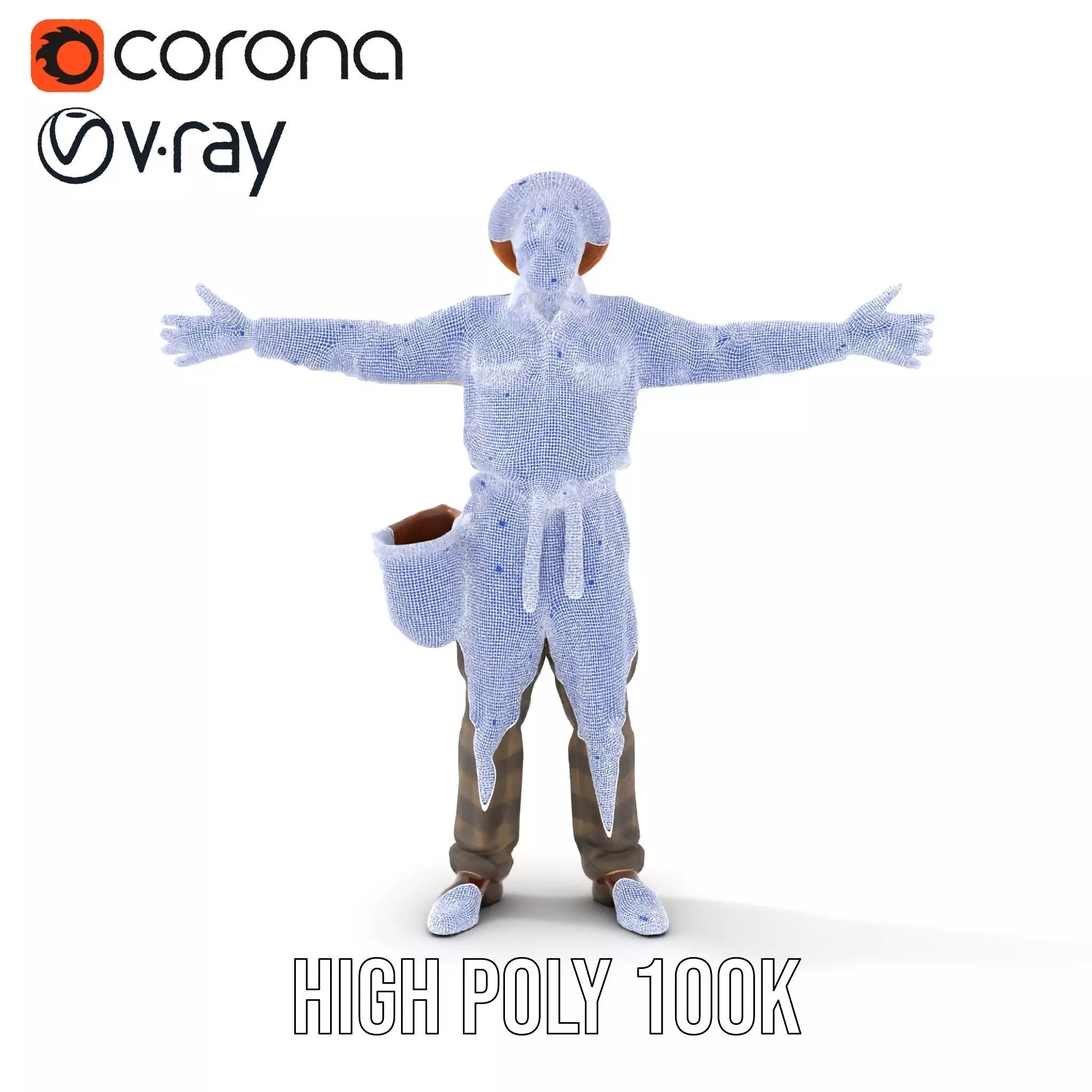 Elderly Man in Traditional Outfit Model Pack Low-poly 3D model_27