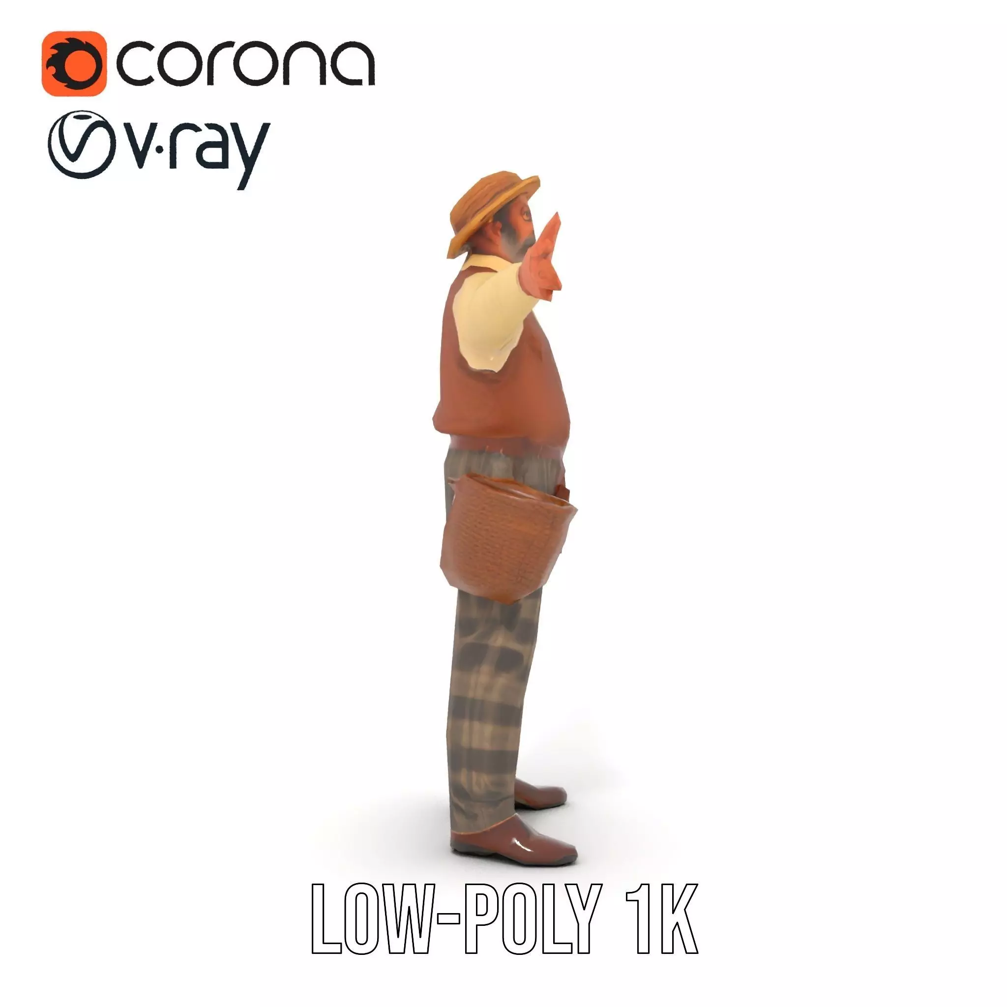 Elderly Man in Traditional Outfit Model Pack Low-poly 3D model_32