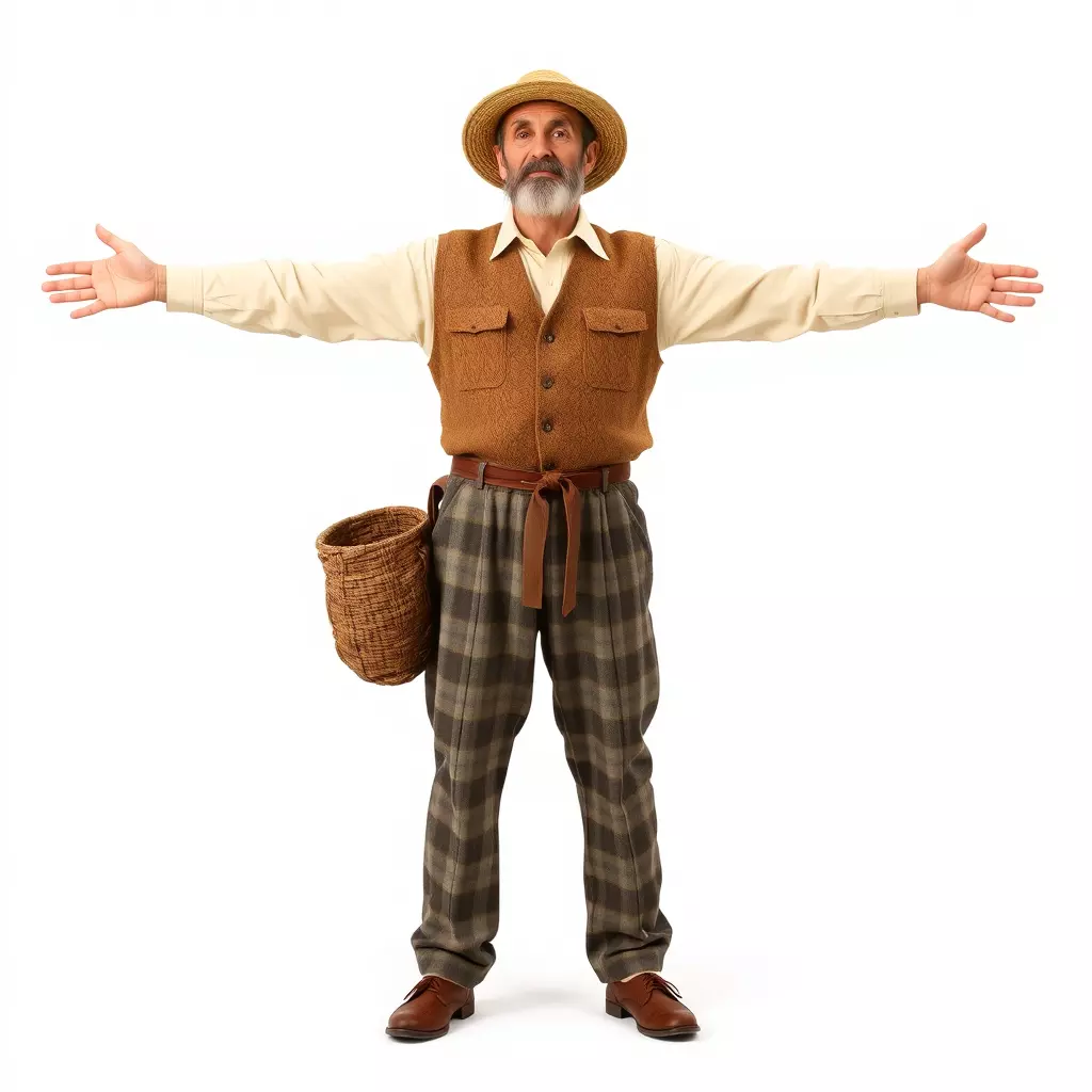 Elderly Man in Traditional Outfit Model Pack Low-poly 3D model_3