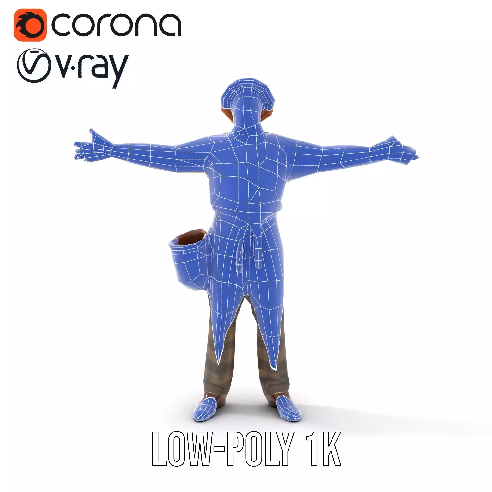 Elderly Man in Traditional Outfit Model Pack Low-poly 3D model_26