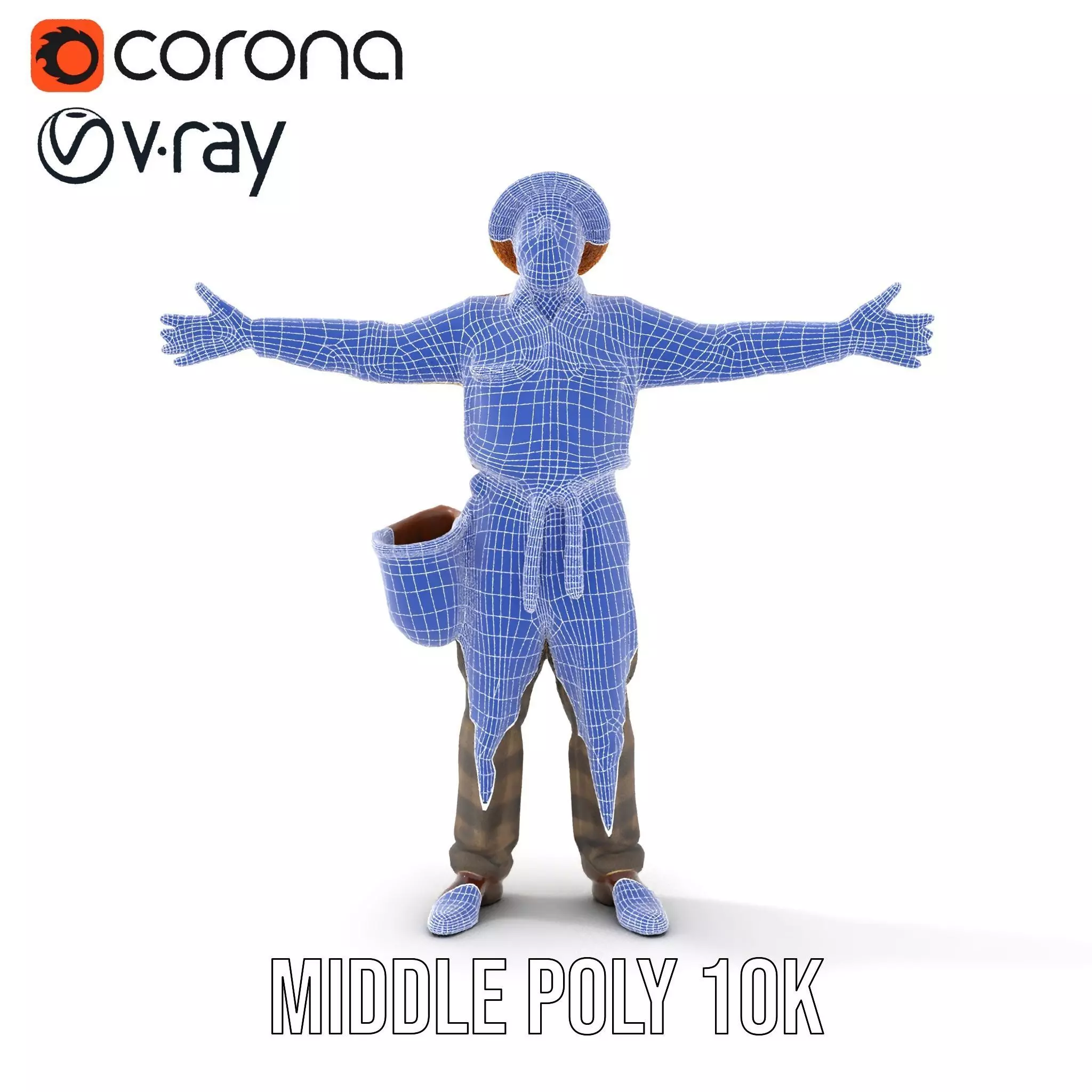 Elderly Man in Traditional Outfit Model Pack Low-poly 3D model_28