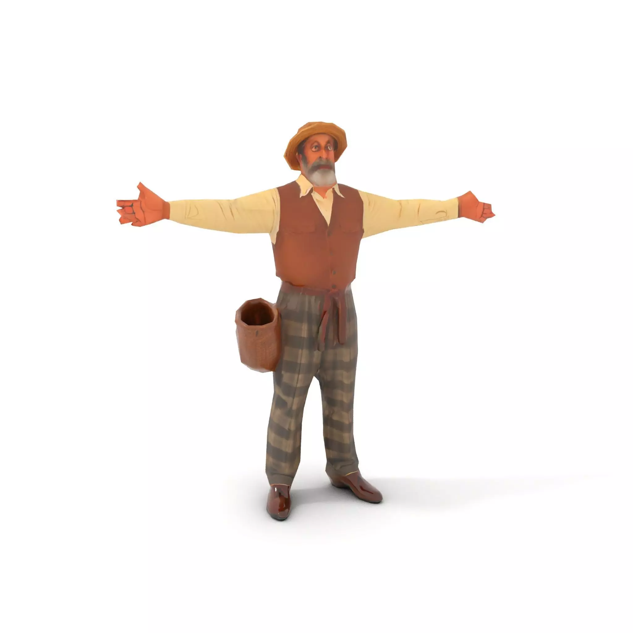 Elderly Man in Traditional Outfit Model Pack Low-poly 3D model_8