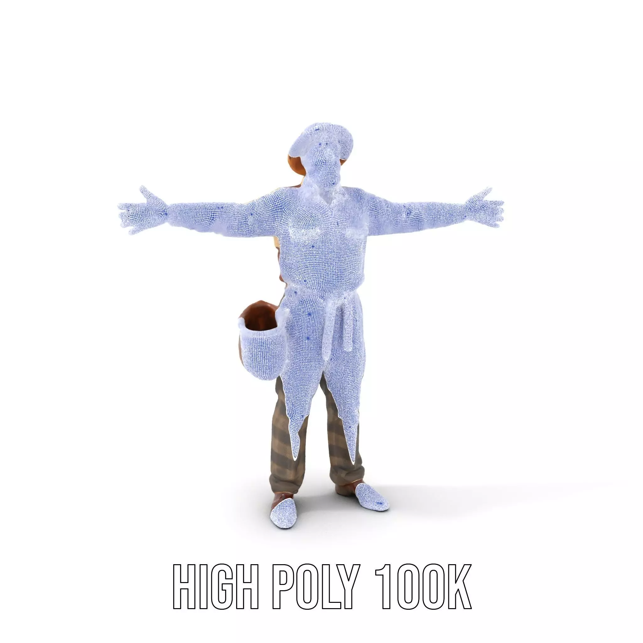 Elderly Man in Traditional Outfit Model Pack Low-poly 3D model_5