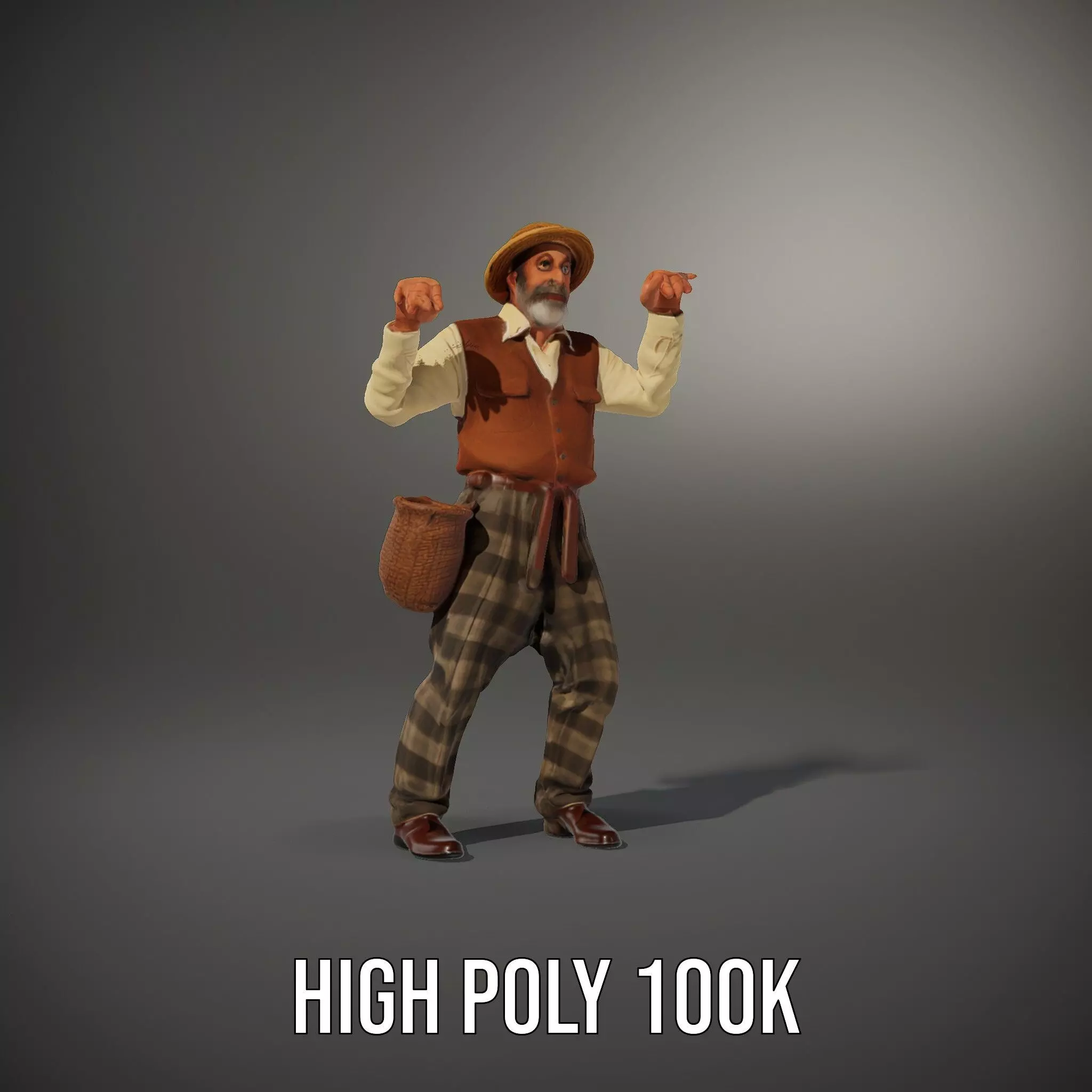 Elderly Man in Traditional Outfit Model Pack Low-poly 3D model_21