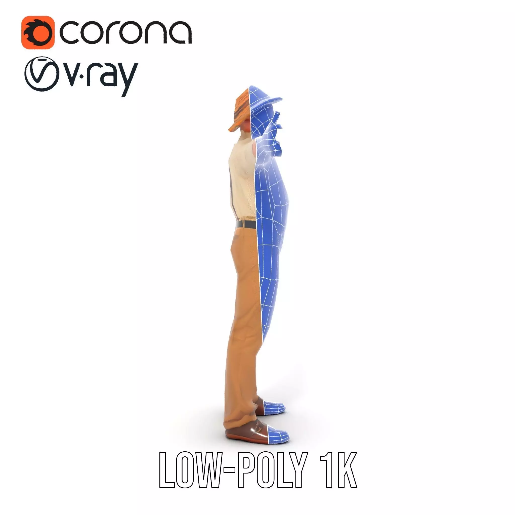 Farmer Character Model Pack with Hat and Suspenders Low-poly 3D model_29