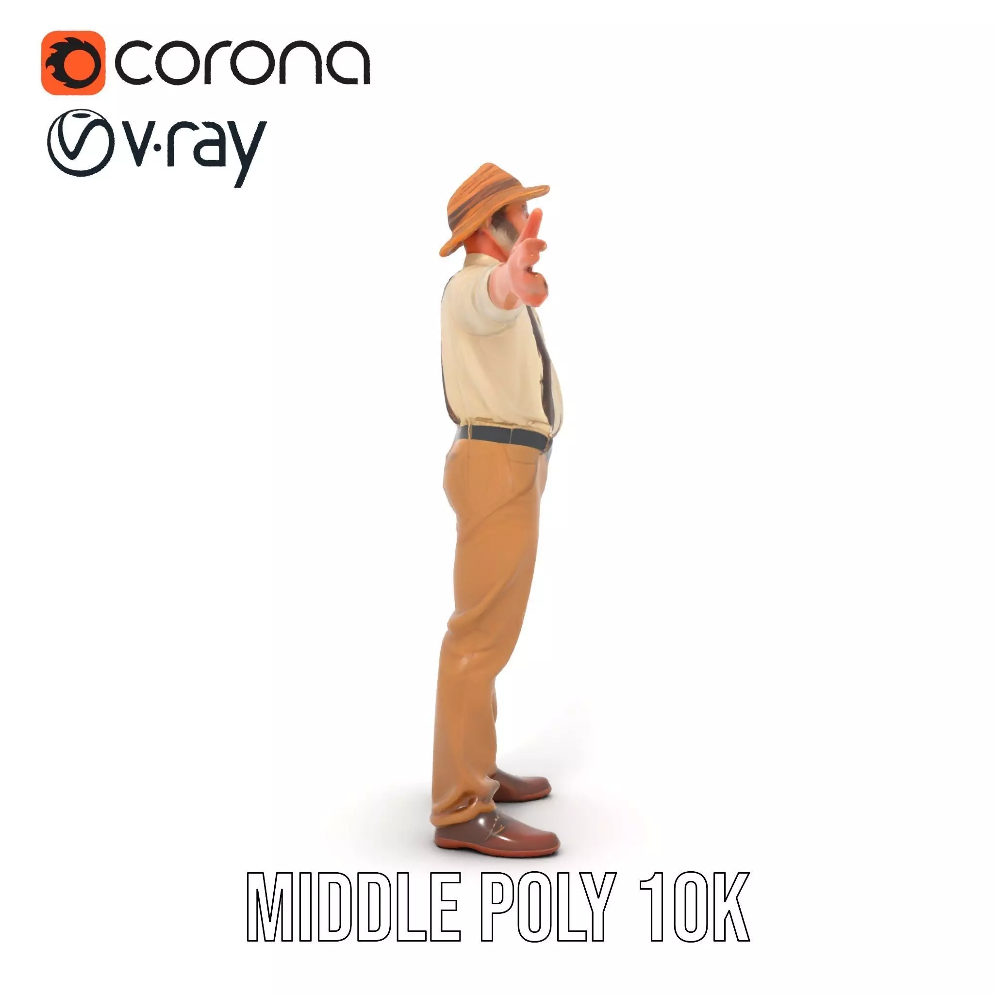 Farmer Character Model Pack with Hat and Suspenders Low-poly 3D model_22