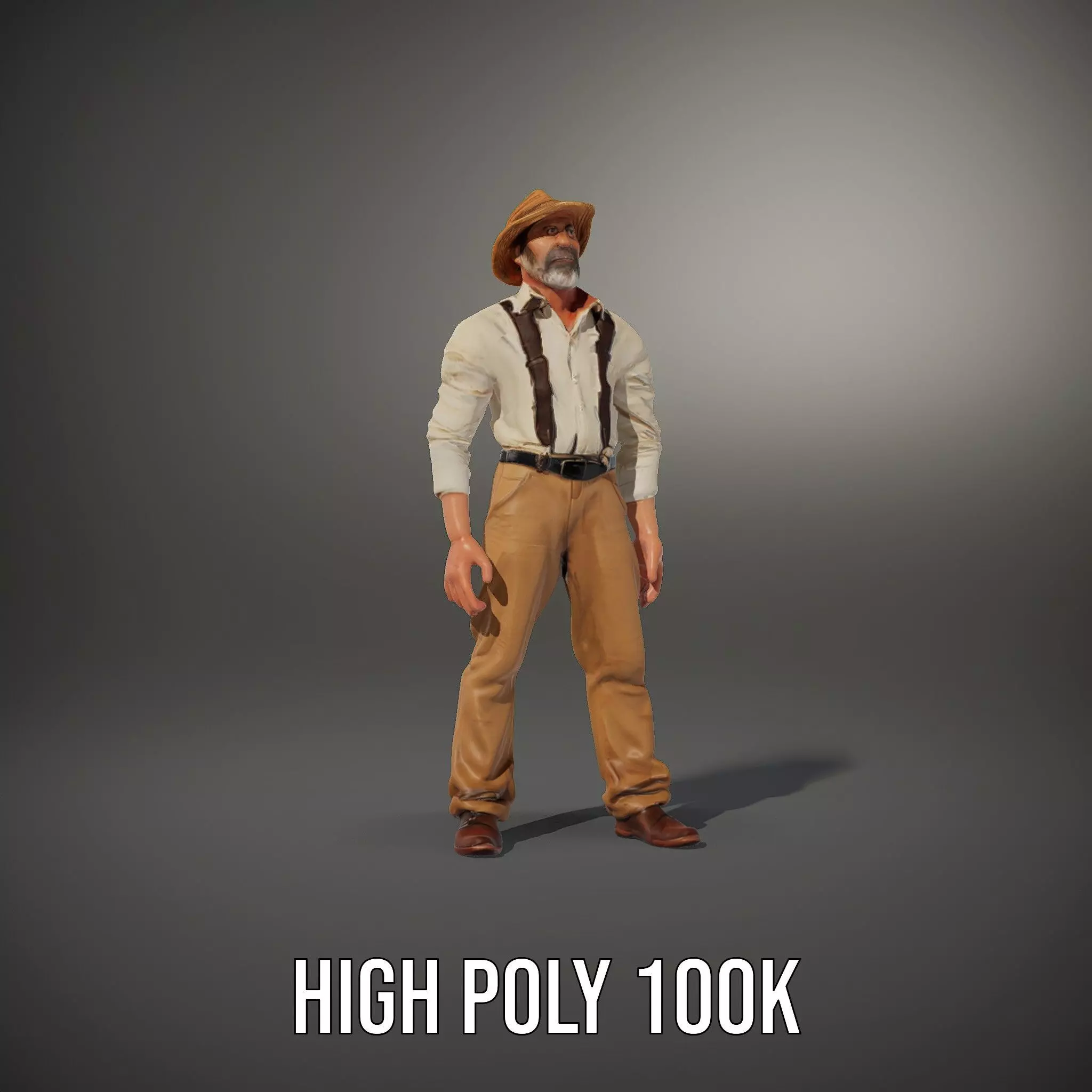 Farmer Character Model Pack with Hat and Suspenders Low-poly 3D model_18