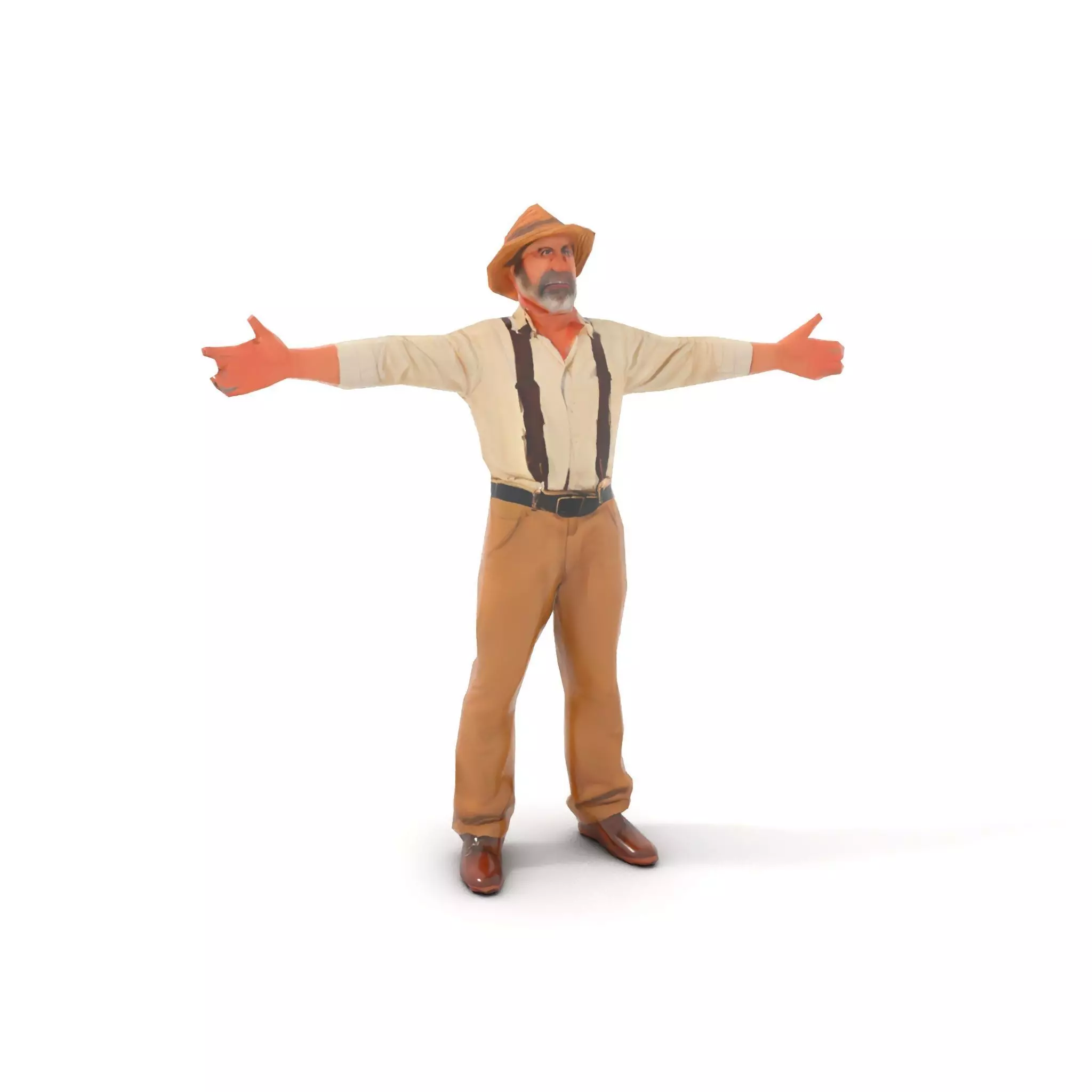 Farmer Character Model Pack with Hat and Suspenders Low-poly 3D model_8