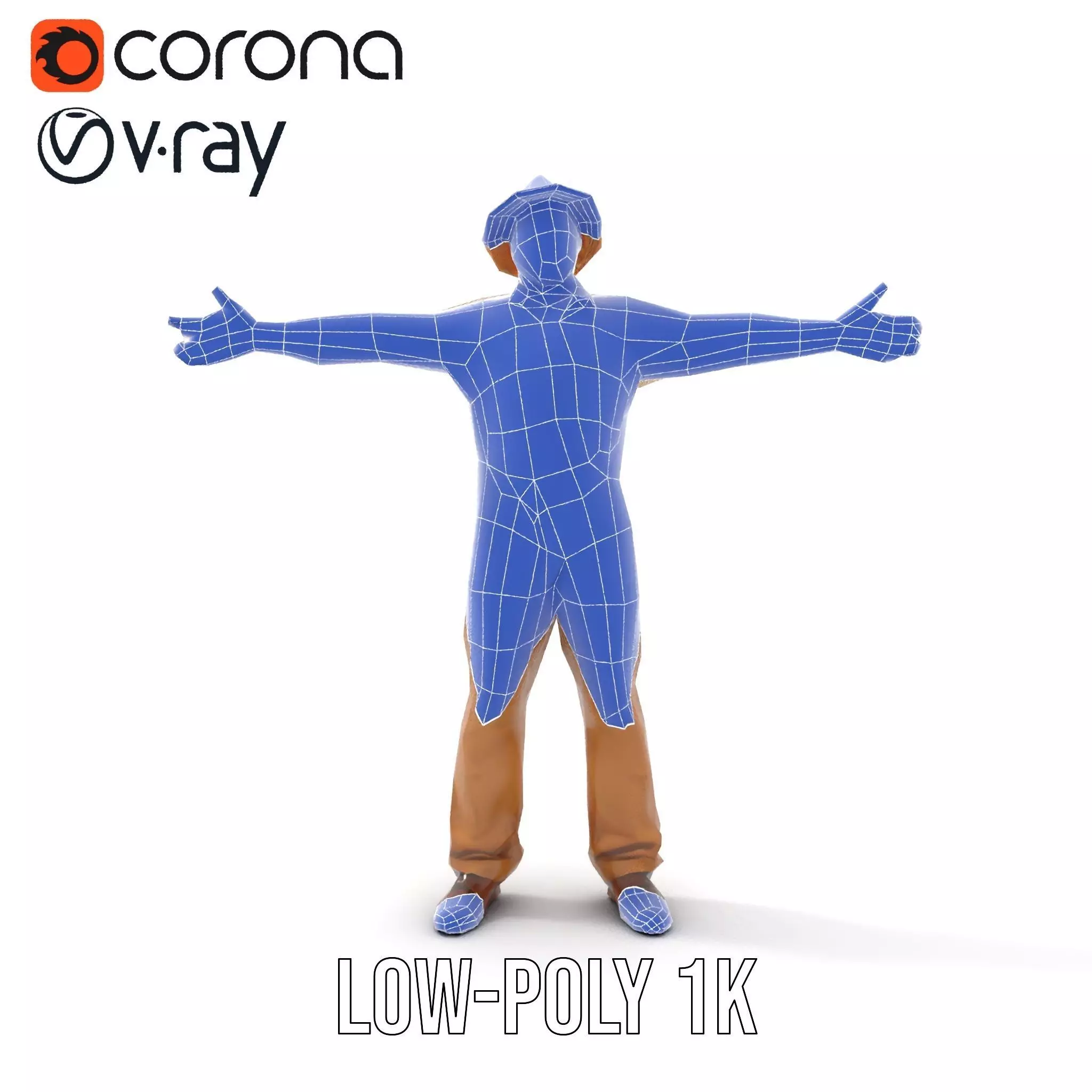 Farmer Character Model Pack with Hat and Suspenders Low-poly 3D model_31