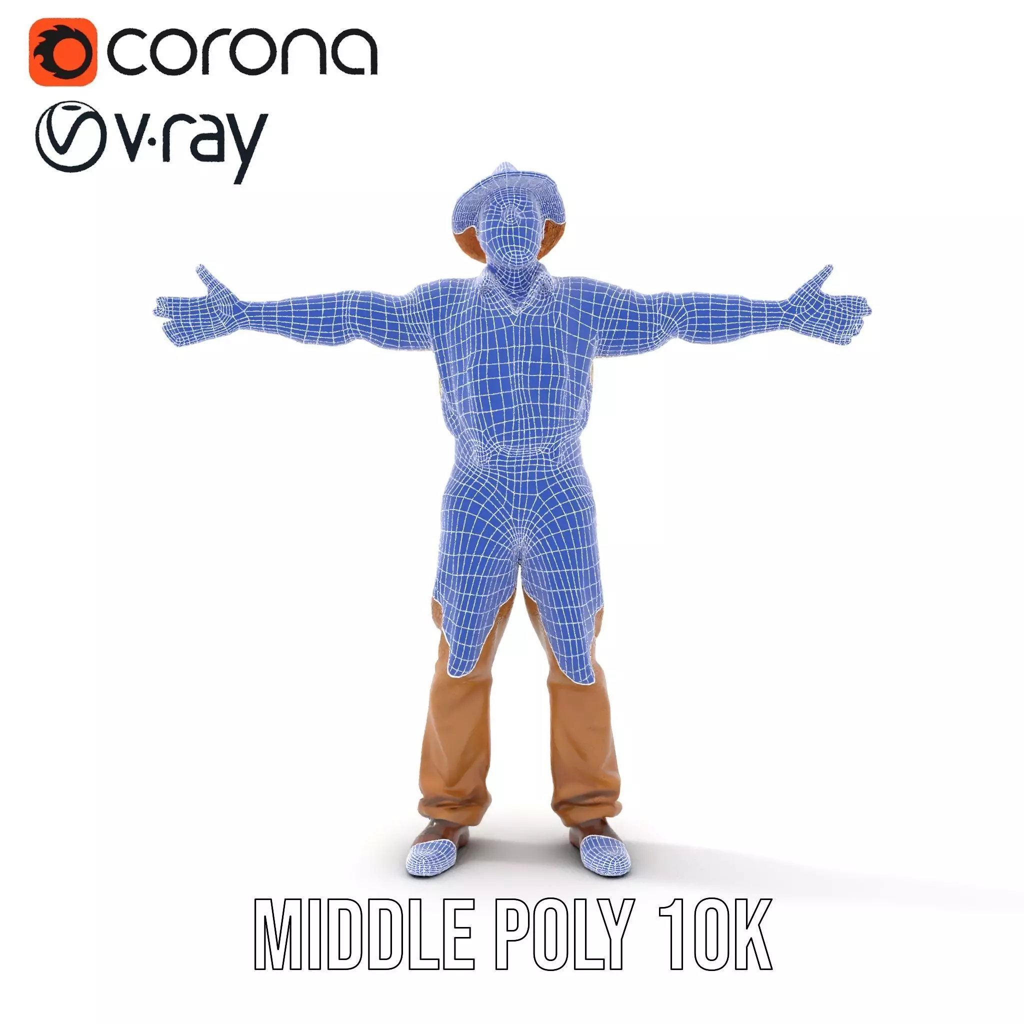 Farmer Character Model Pack with Hat and Suspenders Low-poly 3D model_28