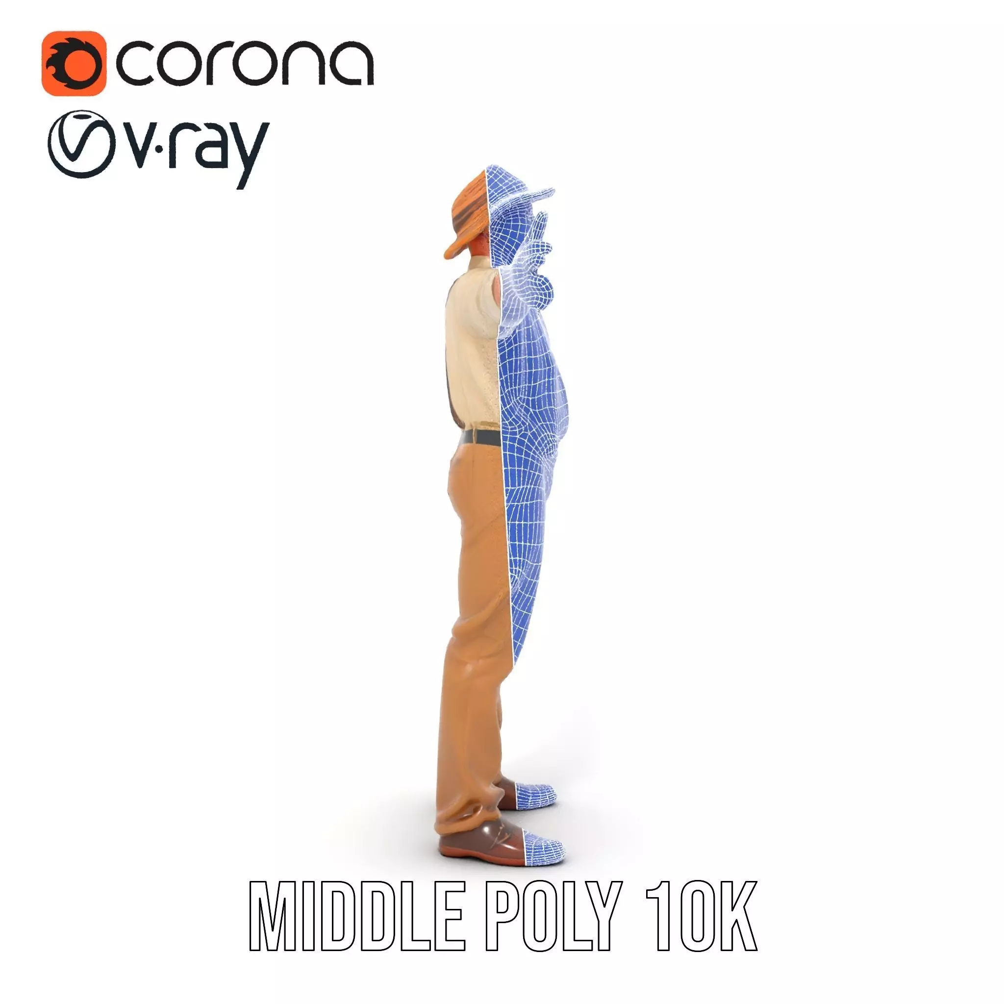 Farmer Character Model Pack with Hat and Suspenders Low-poly 3D model_25