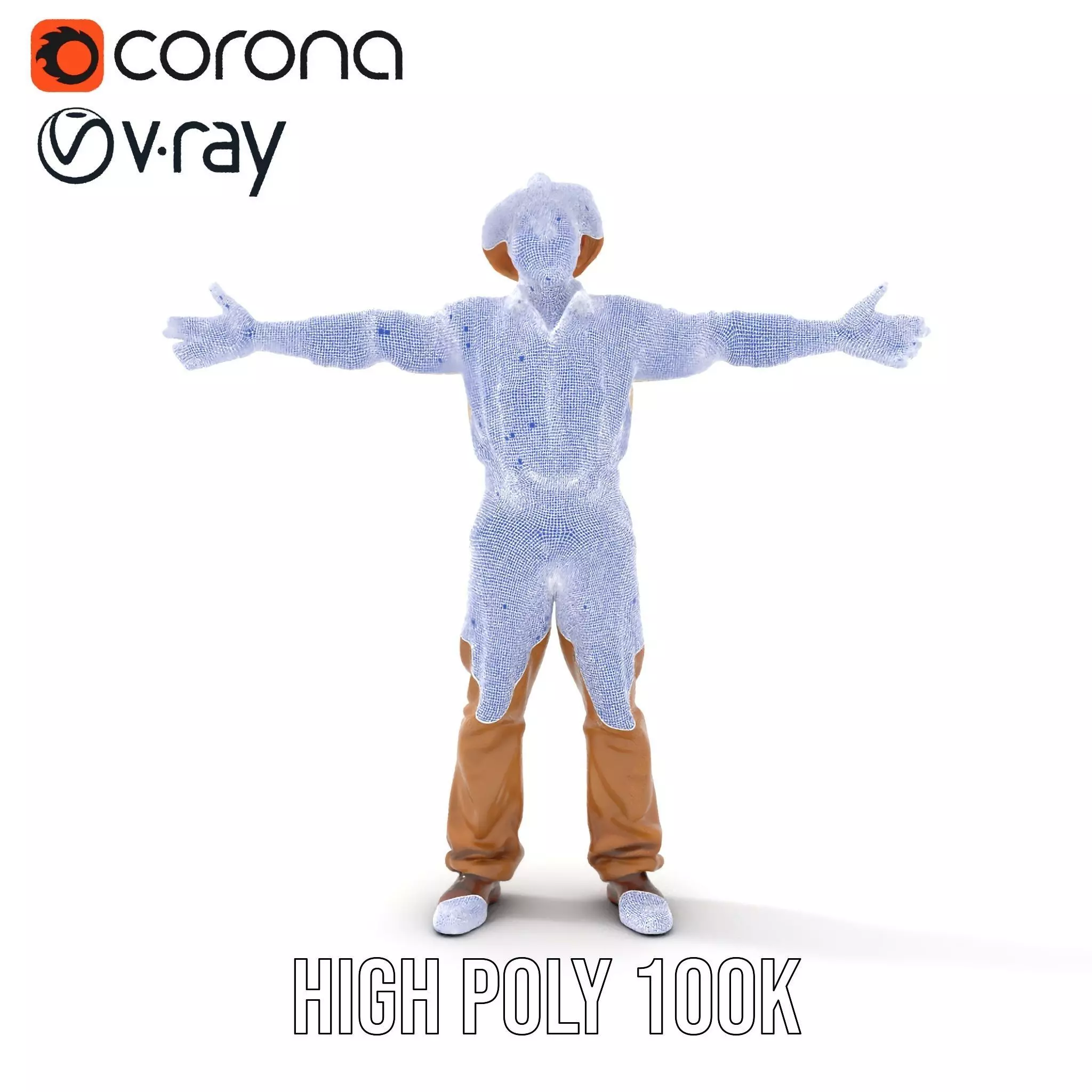 Farmer Character Model Pack with Hat and Suspenders Low-poly 3D model_33