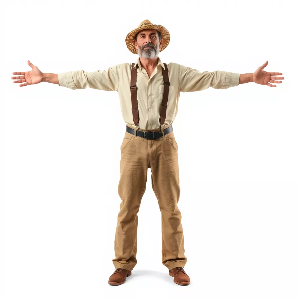 Farmer Character Model Pack with Hat and Suspenders Low-poly 3D model_3