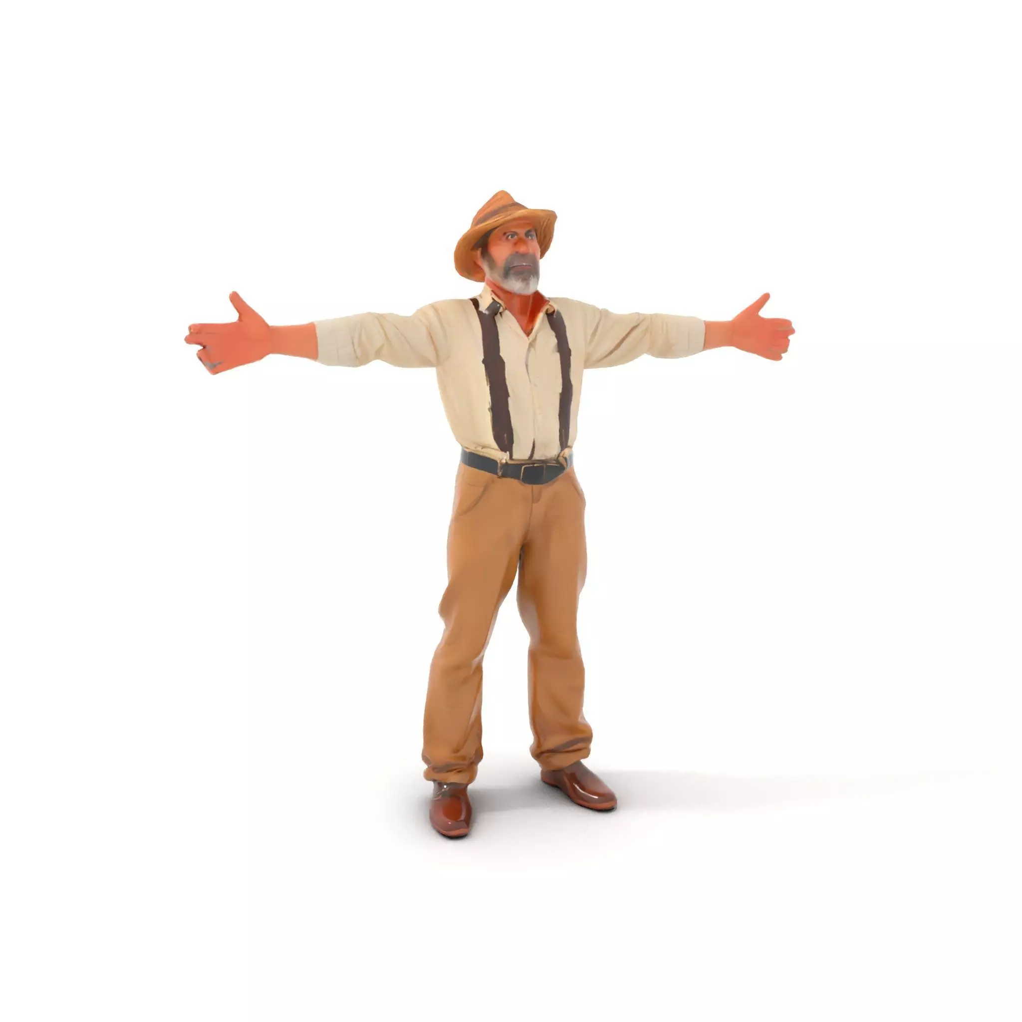 Farmer Character Model Pack with Hat and Suspenders Low-poly 3D model_6