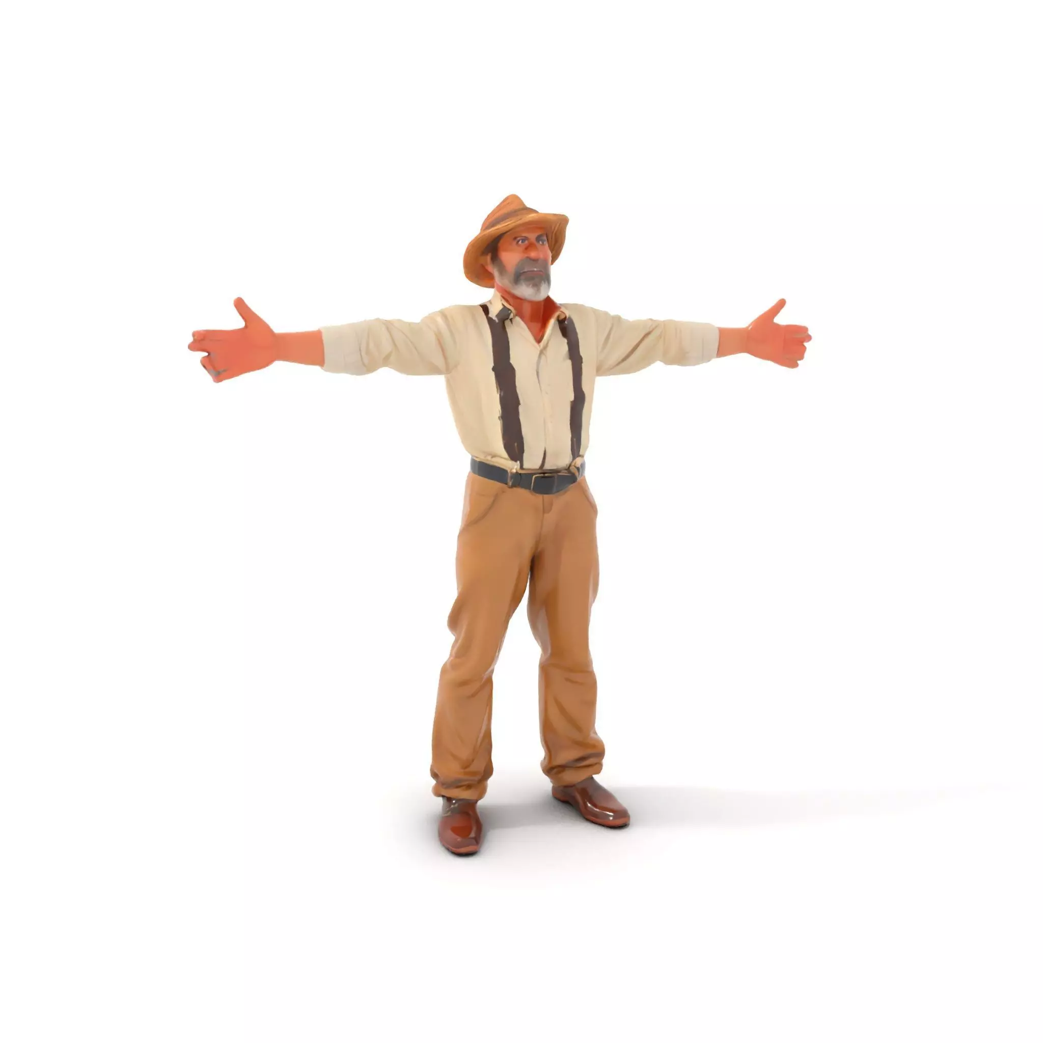 Farmer Character Model Pack with Hat and Suspenders Low-poly 3D model_0