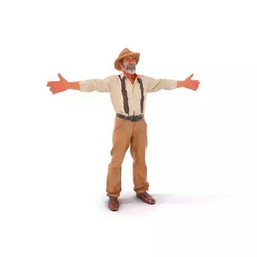 Farmer Character Model Pack with Hat and Suspenders Low-poly 3D model