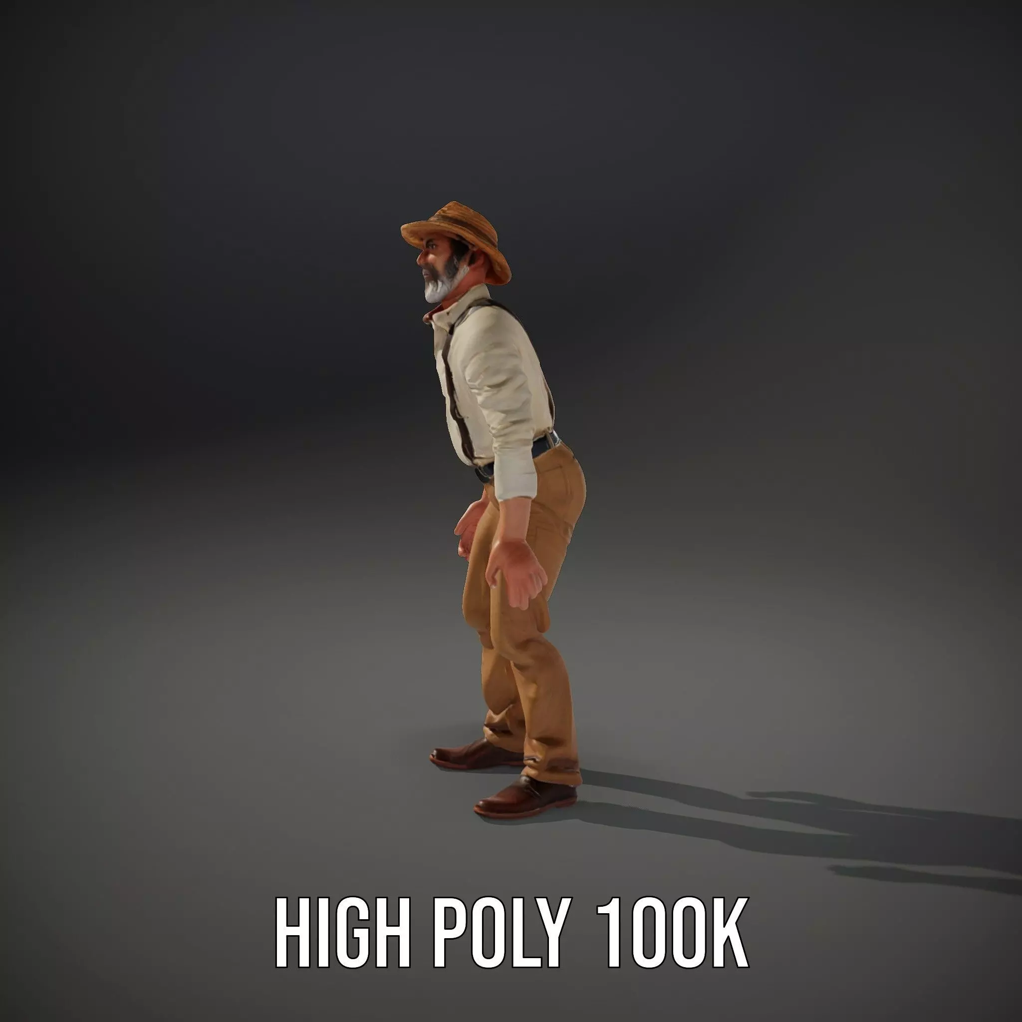 Farmer Character Model Pack with Hat and Suspenders Low-poly 3D model_24