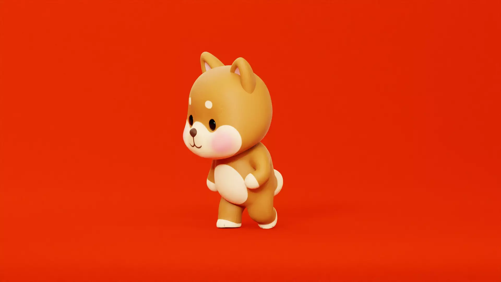 Cartoon Dog Shiba Chibi Kawaii Character Rigged Animated Low-poly 3D model_8