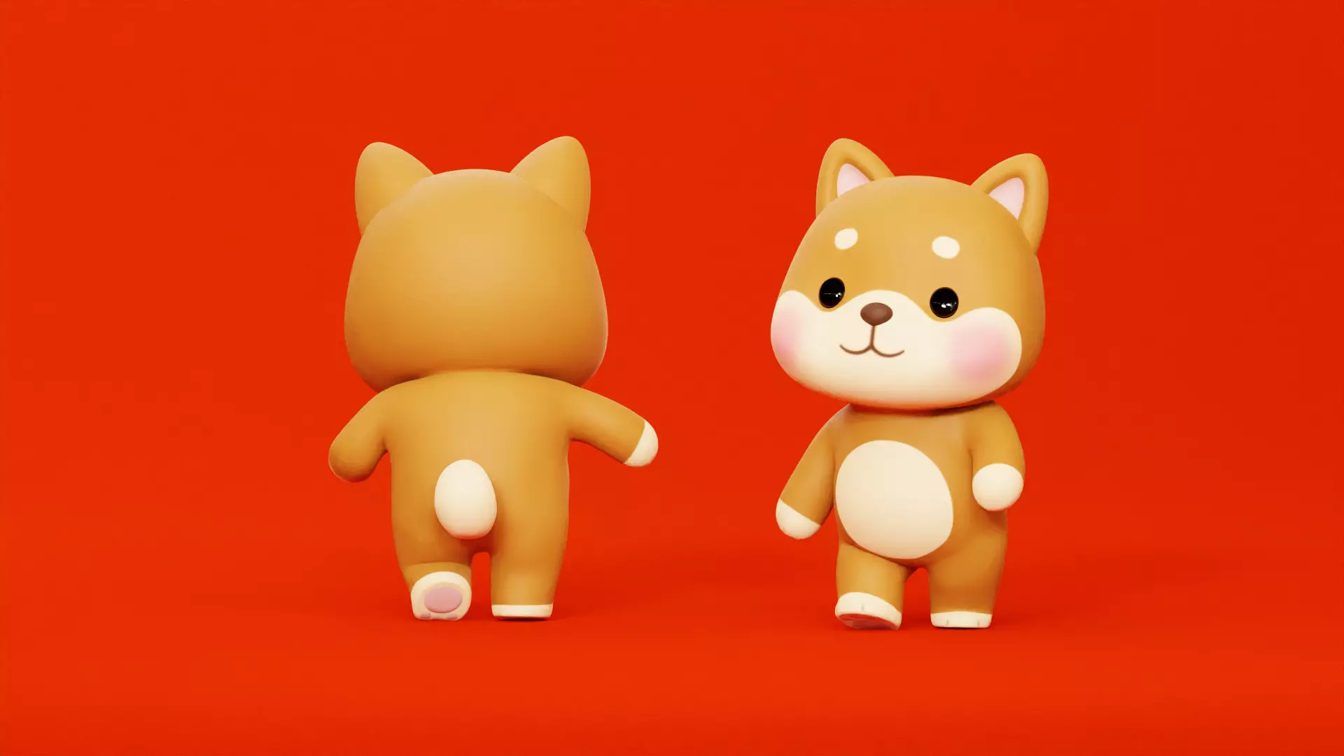 Cartoon Dog Shiba Chibi Kawaii Character Rigged Animated Low-poly 3D model_0