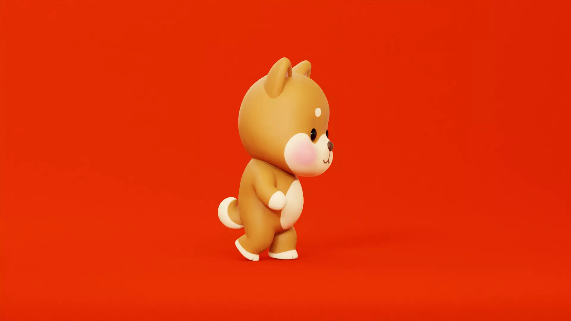 Cartoon Dog Shiba Chibi Kawaii Character Rigged Animated Low-poly 3D model_10