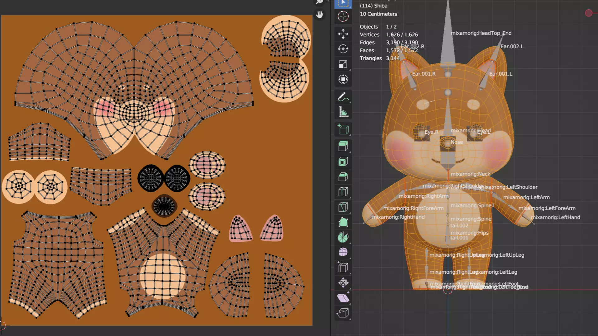 Cartoon Dog Shiba Chibi Kawaii Character Rigged Animated Low-poly 3D model_16