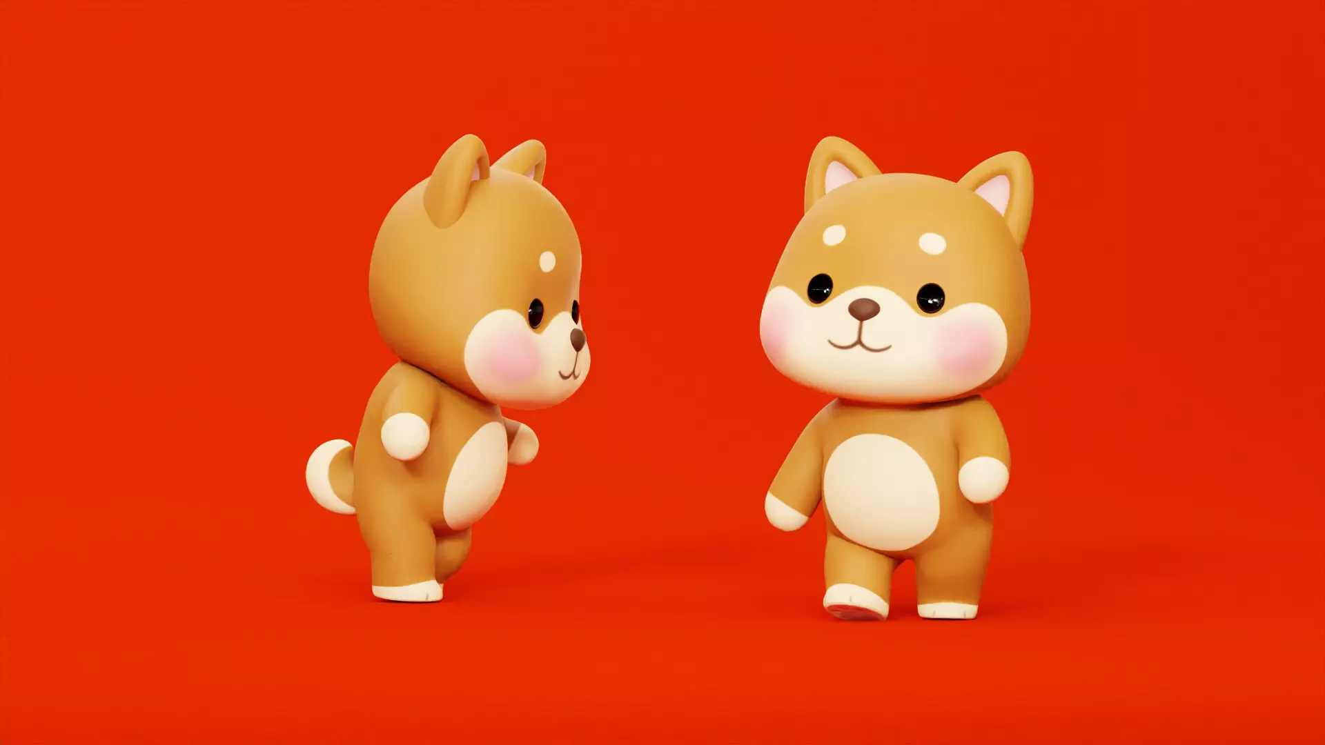 Cartoon Dog Shiba Chibi Kawaii Character Rigged Animated Low-poly 3D model_11