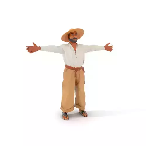 Farmer Character Model Pack with Straw Hat Low-poly 3D model