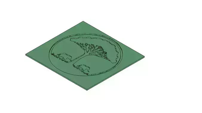 African Safari Elephants Under Tree Wall Art Mold