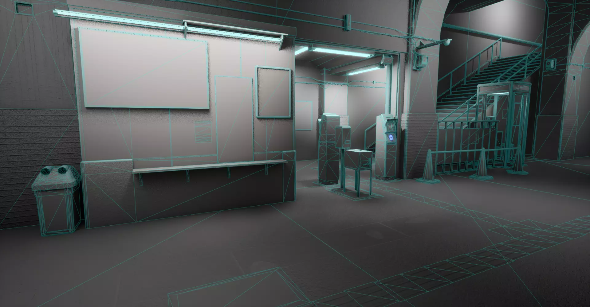 Ghost Station Underpass Japan Low-poly 3D model_10