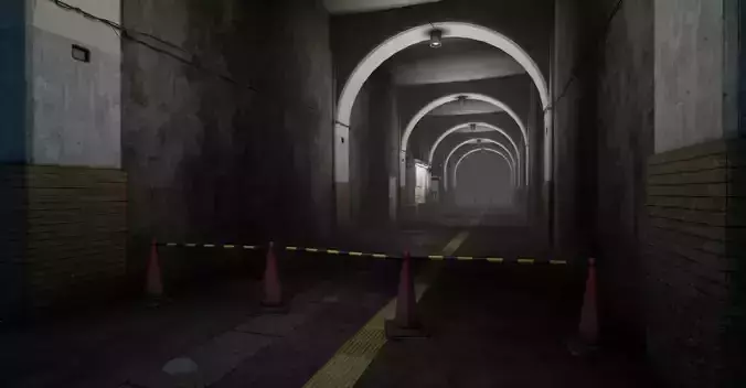 Ghost Station Underpass Japan Low-poly 3D model