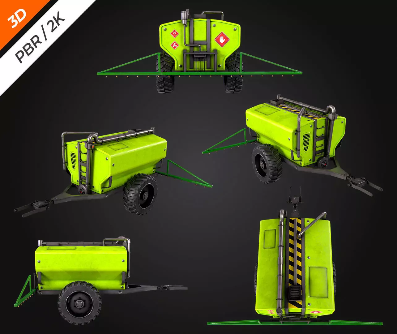 Tractor Sprayer Low-poly 3D model_9