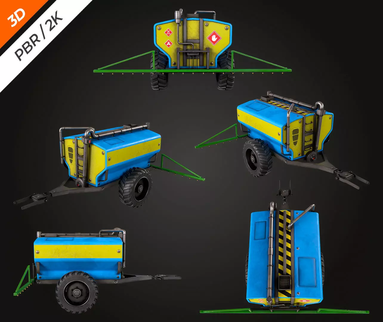 Tractor Sprayer Low-poly 3D model_3