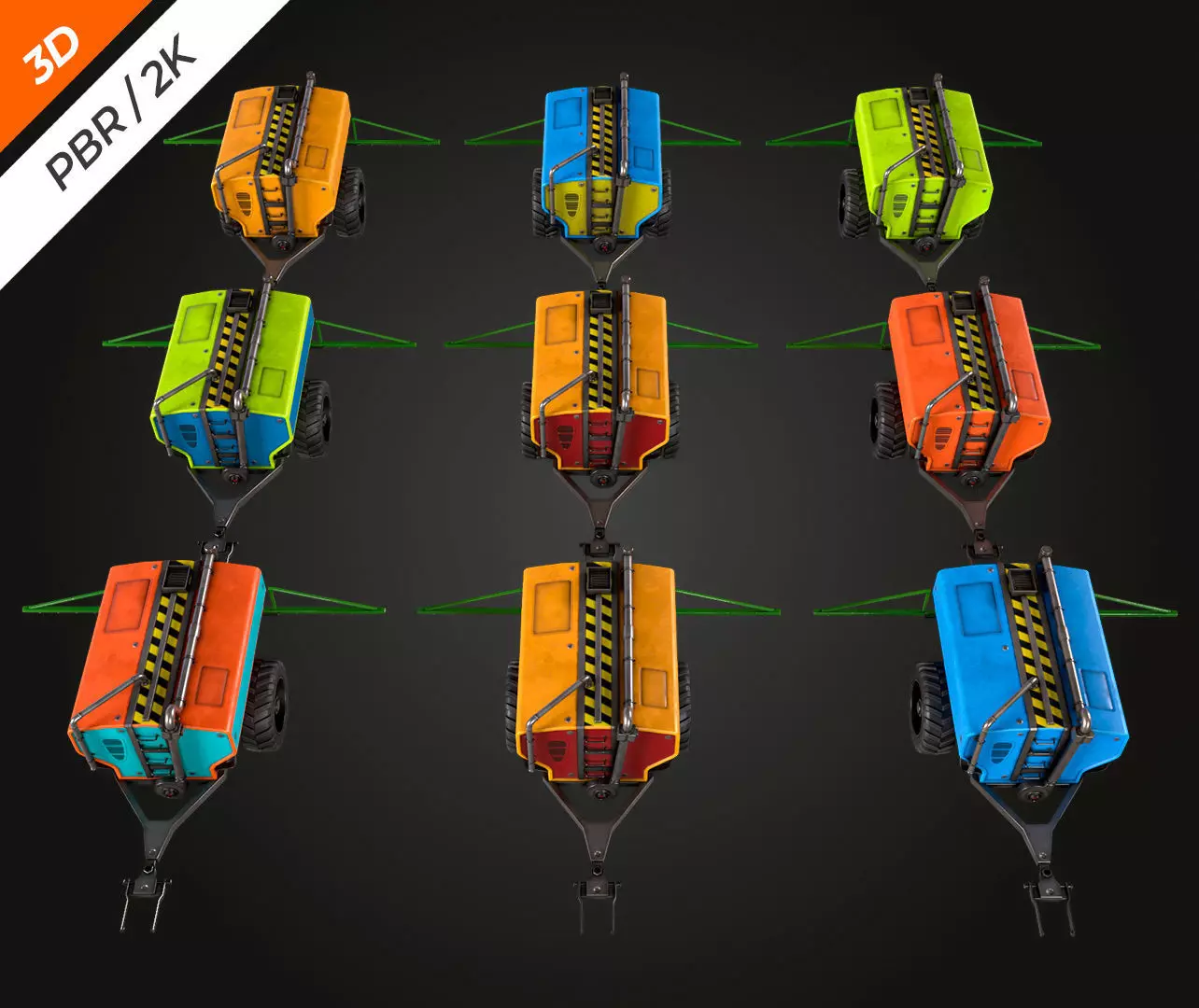 Tractor Sprayer Low-poly 3D model_10