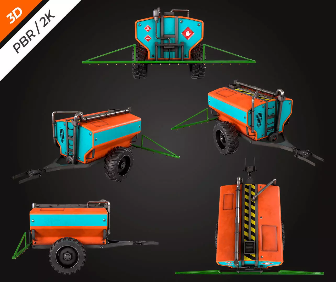 Tractor Sprayer Low-poly 3D model_4
