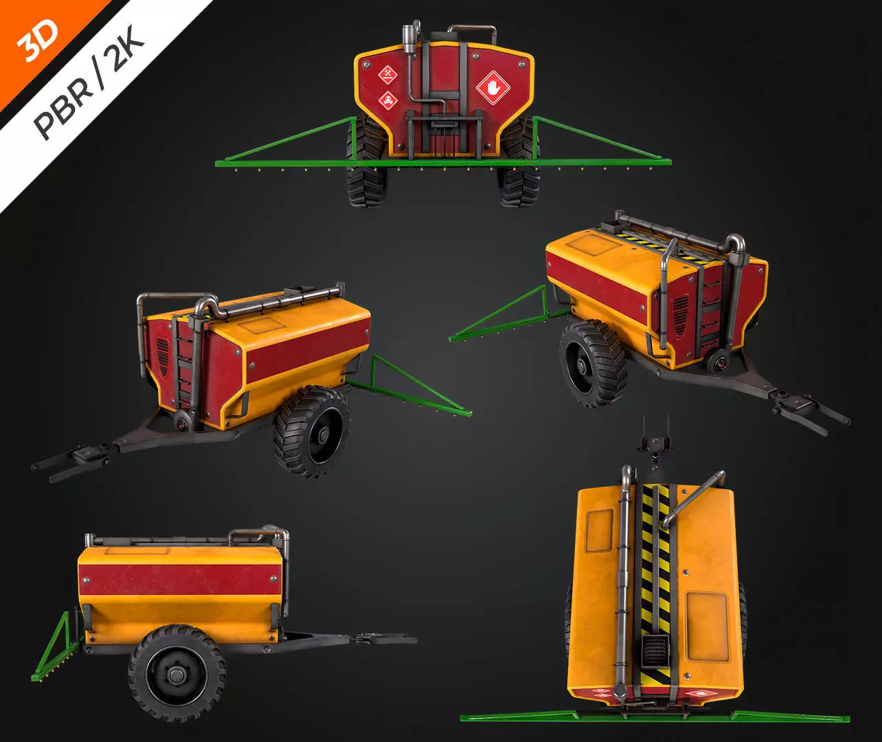 Tractor Sprayer Low-poly 3D model_2