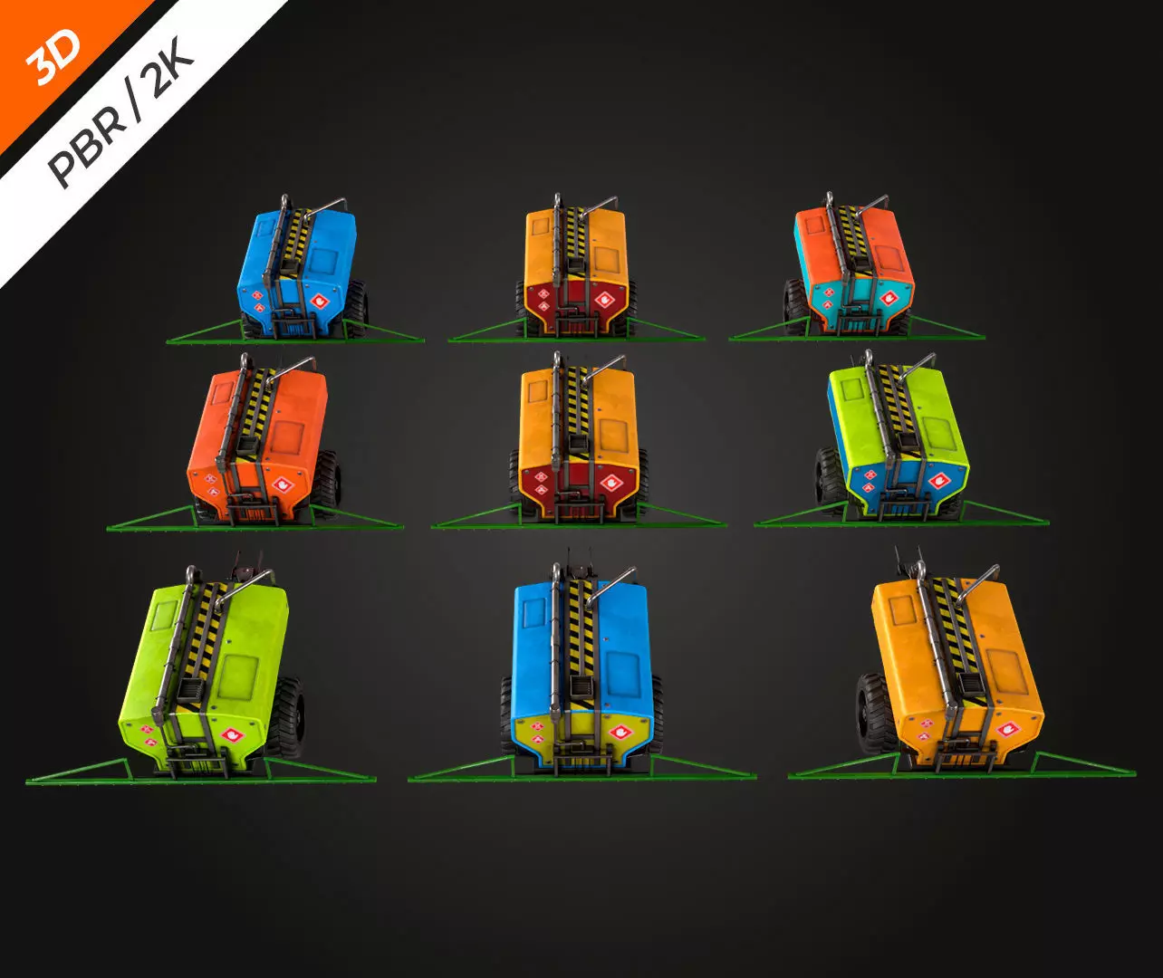 Tractor Sprayer Low-poly 3D model_12