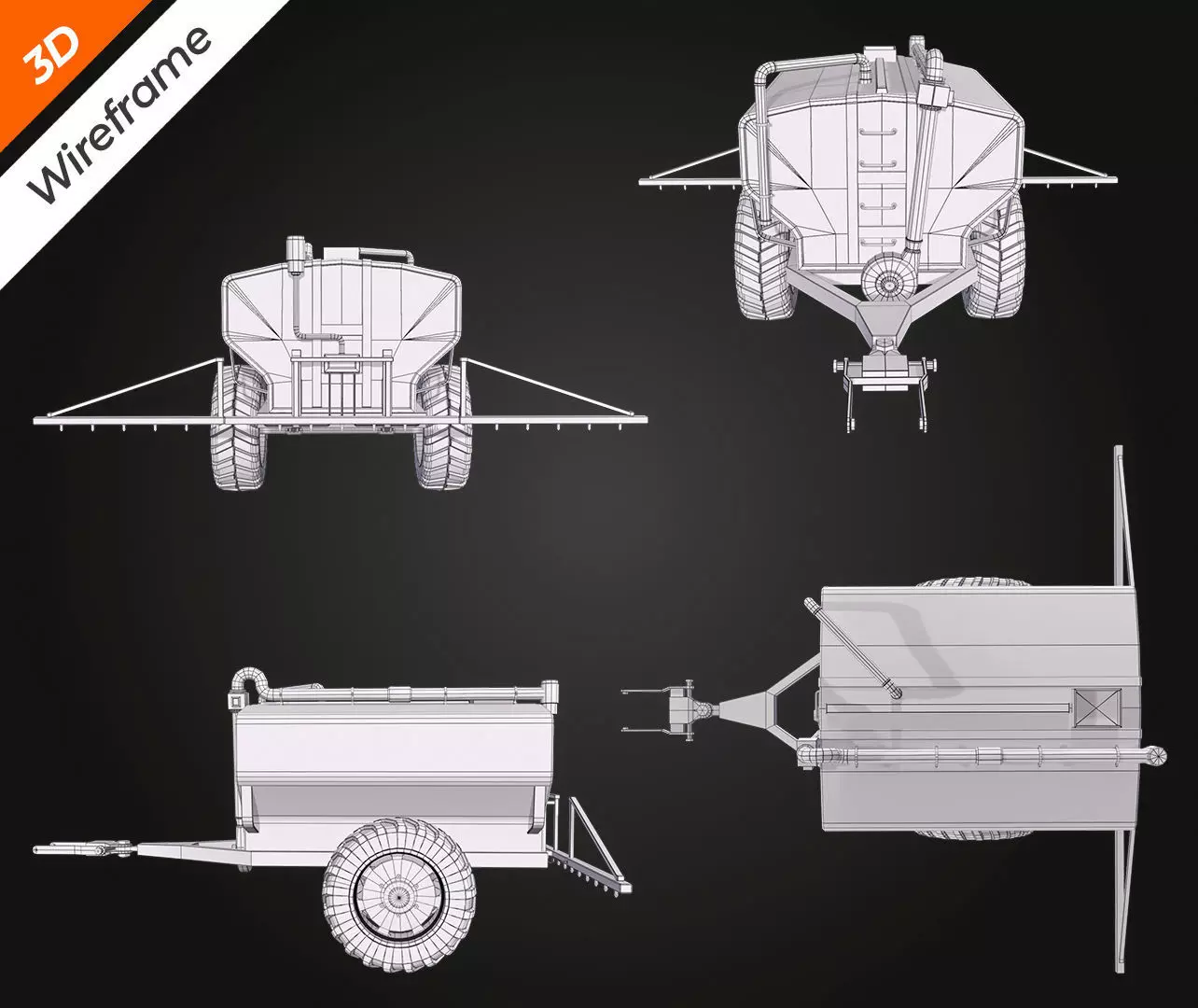 Tractor Sprayer Low-poly 3D model_13
