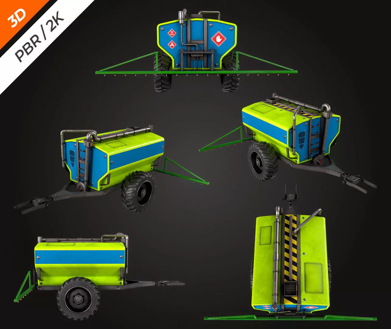 Tractor Sprayer Low-poly 3D model_5