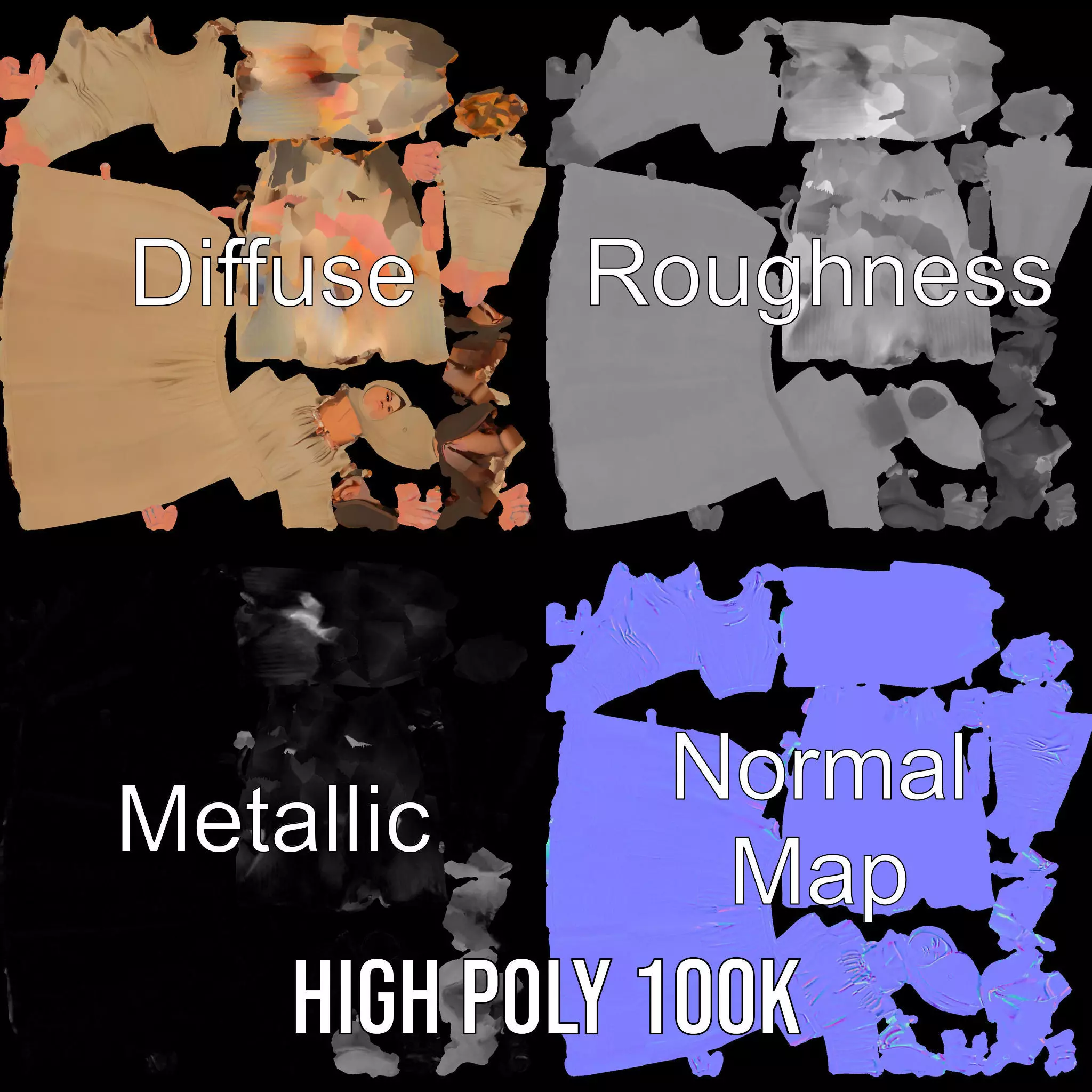 Model Pack Traditional Dress with Headscarf Low-poly 3D model_4