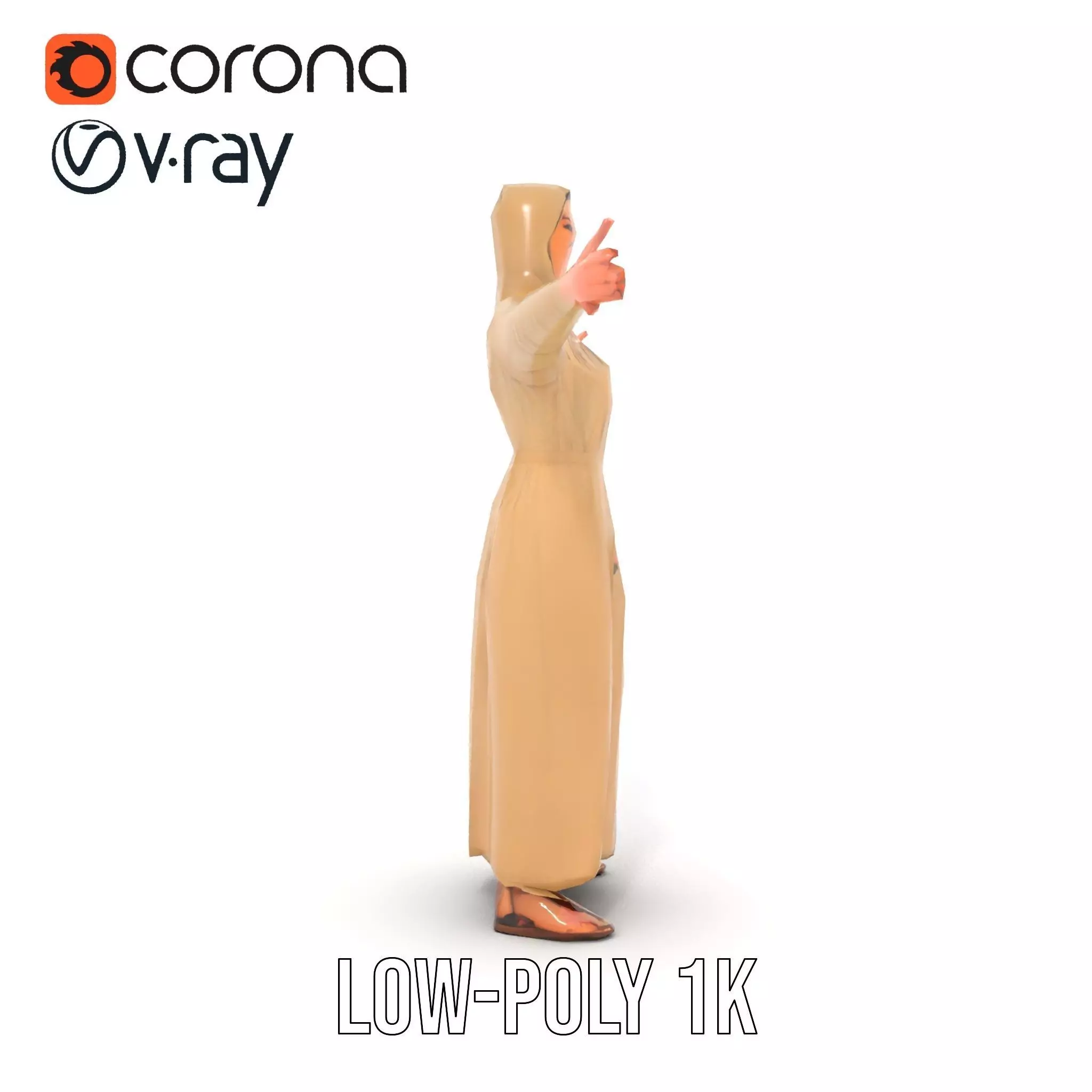 Model Pack Traditional Dress with Headscarf Low-poly 3D model_25