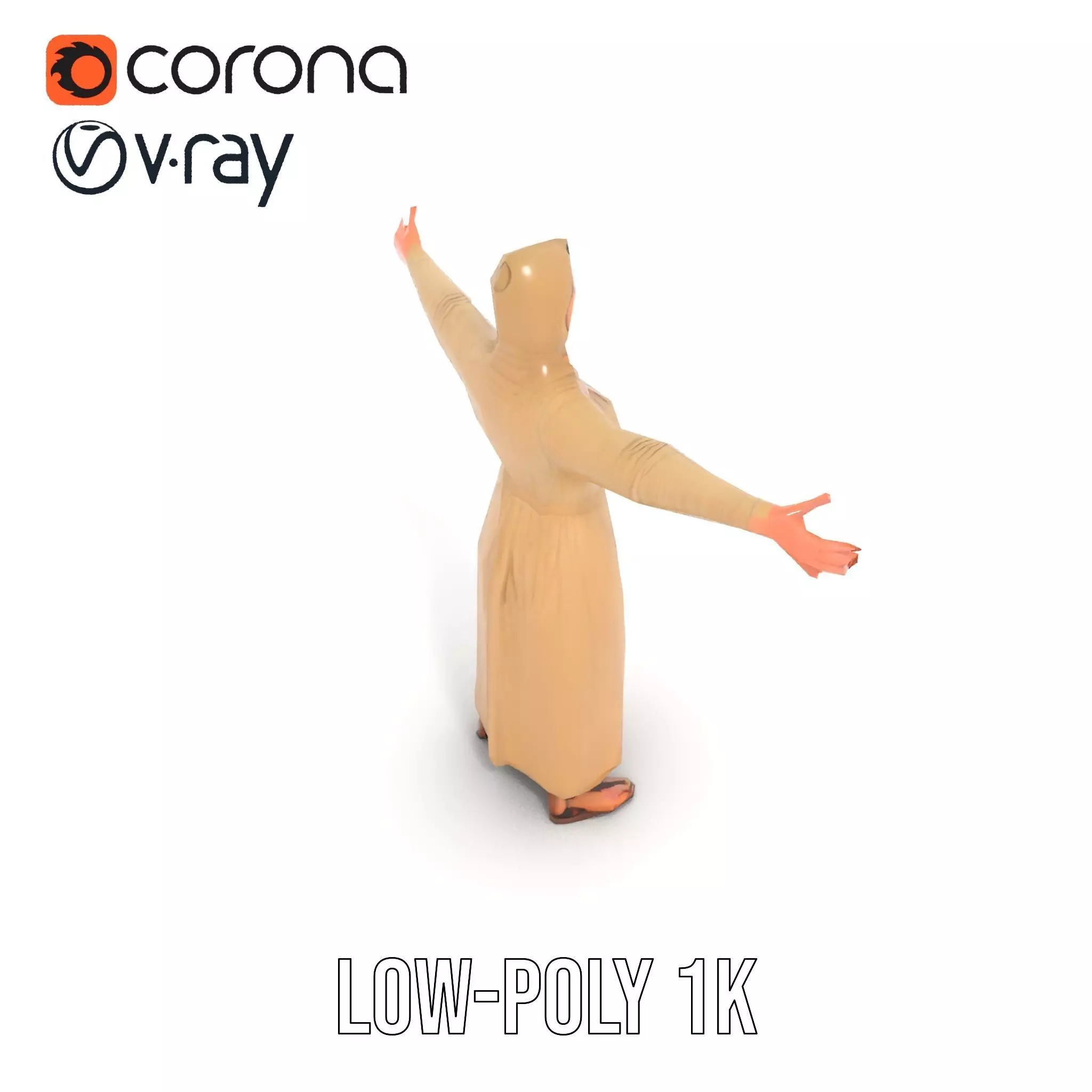 Model Pack Traditional Dress with Headscarf Low-poly 3D model_12