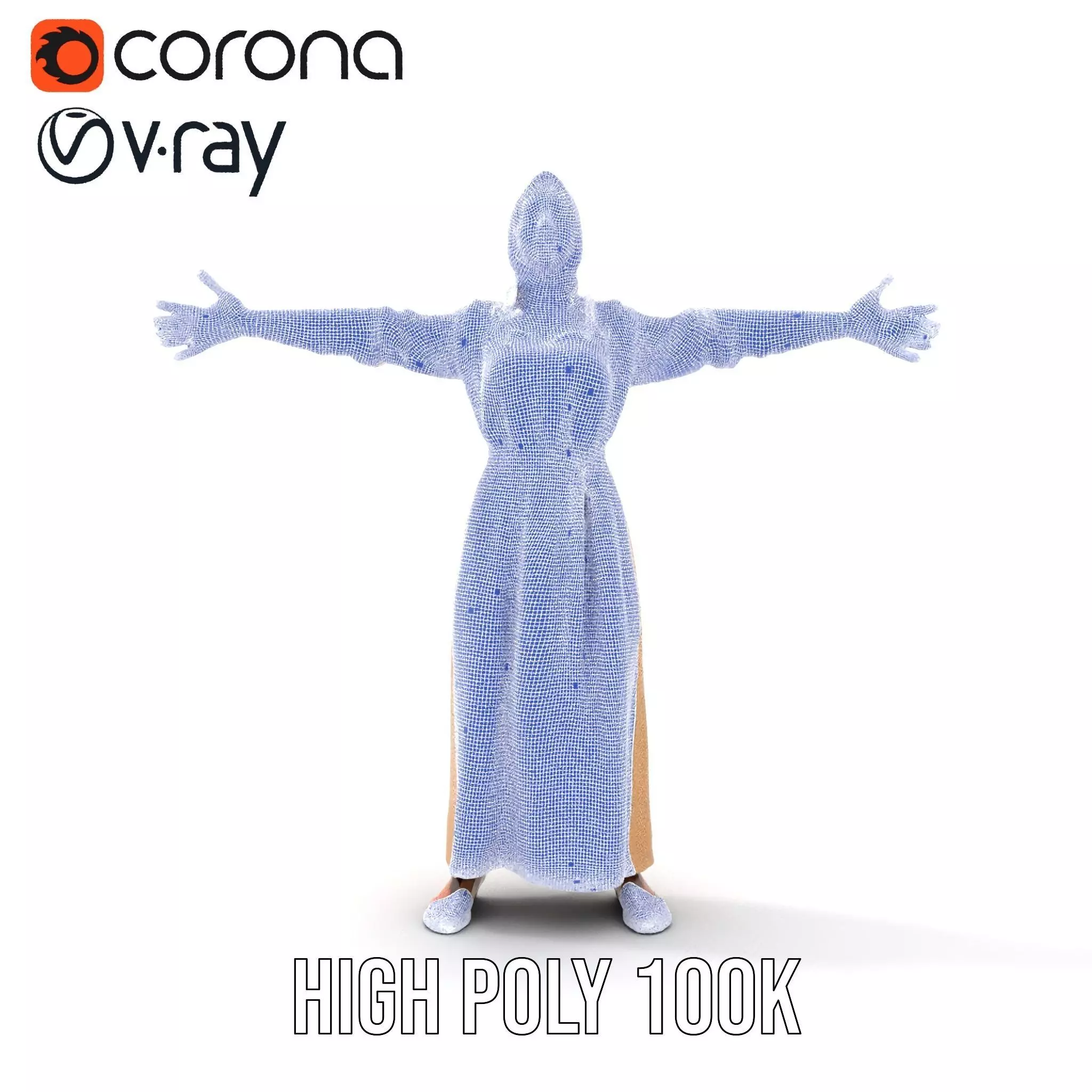 Model Pack Traditional Dress with Headscarf Low-poly 3D model_33