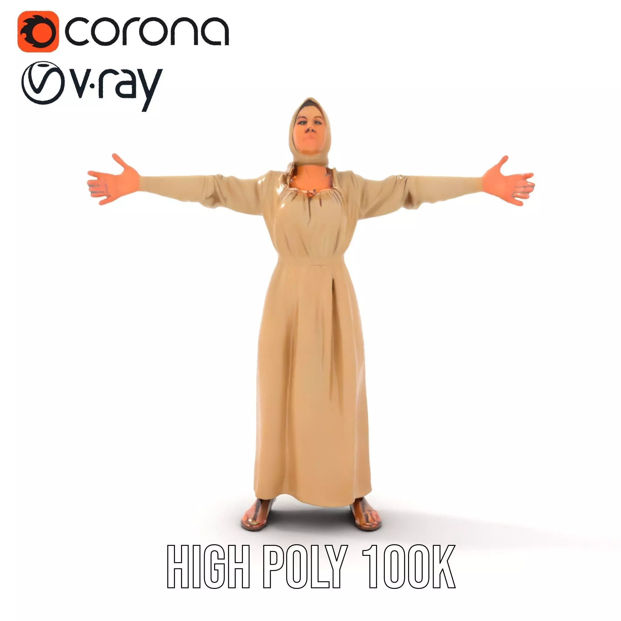 Model Pack Traditional Dress with Headscarf Low-poly 3D model_23