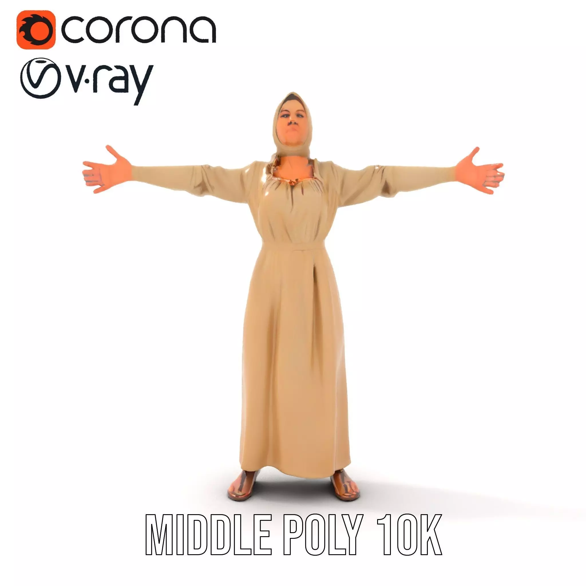 Model Pack Traditional Dress with Headscarf Low-poly 3D model_19