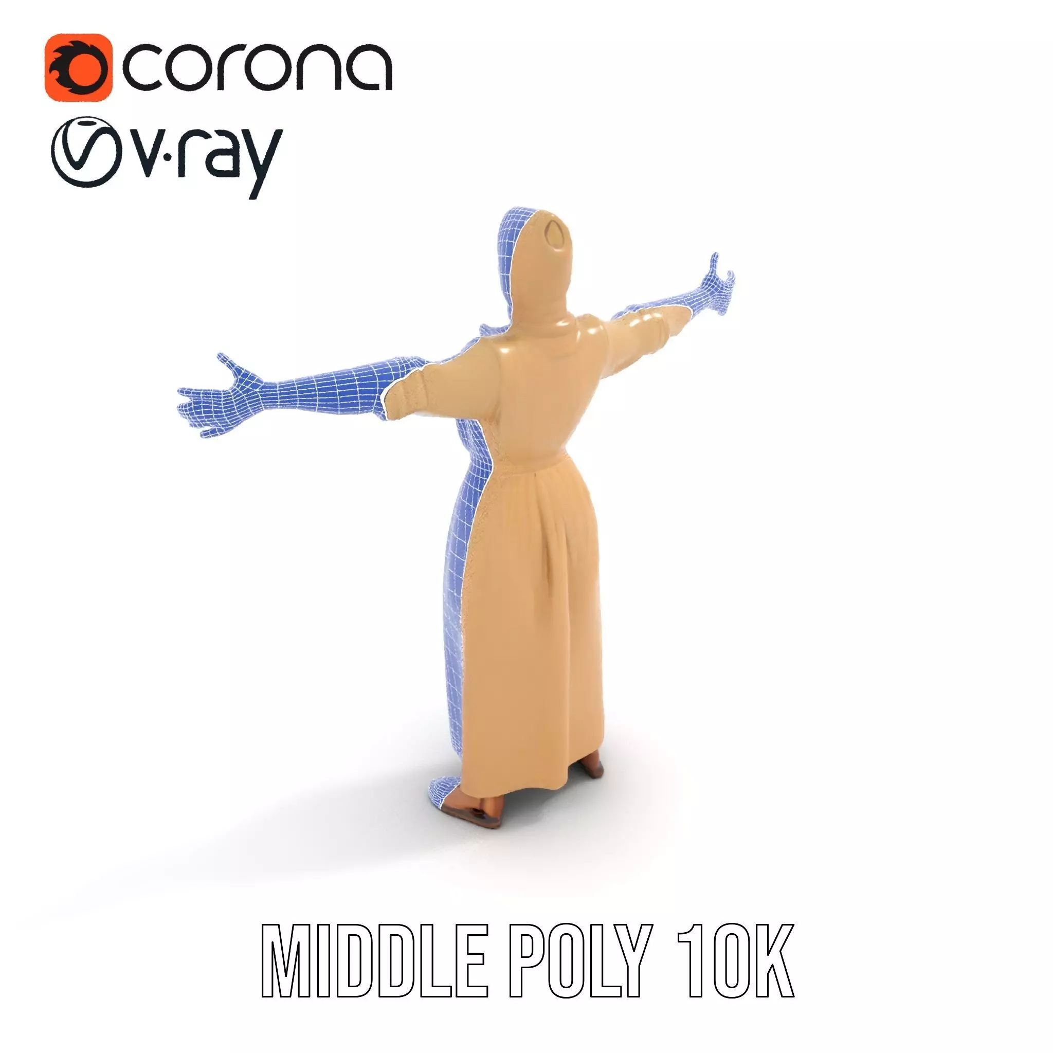 Model Pack Traditional Dress with Headscarf Low-poly 3D model_7