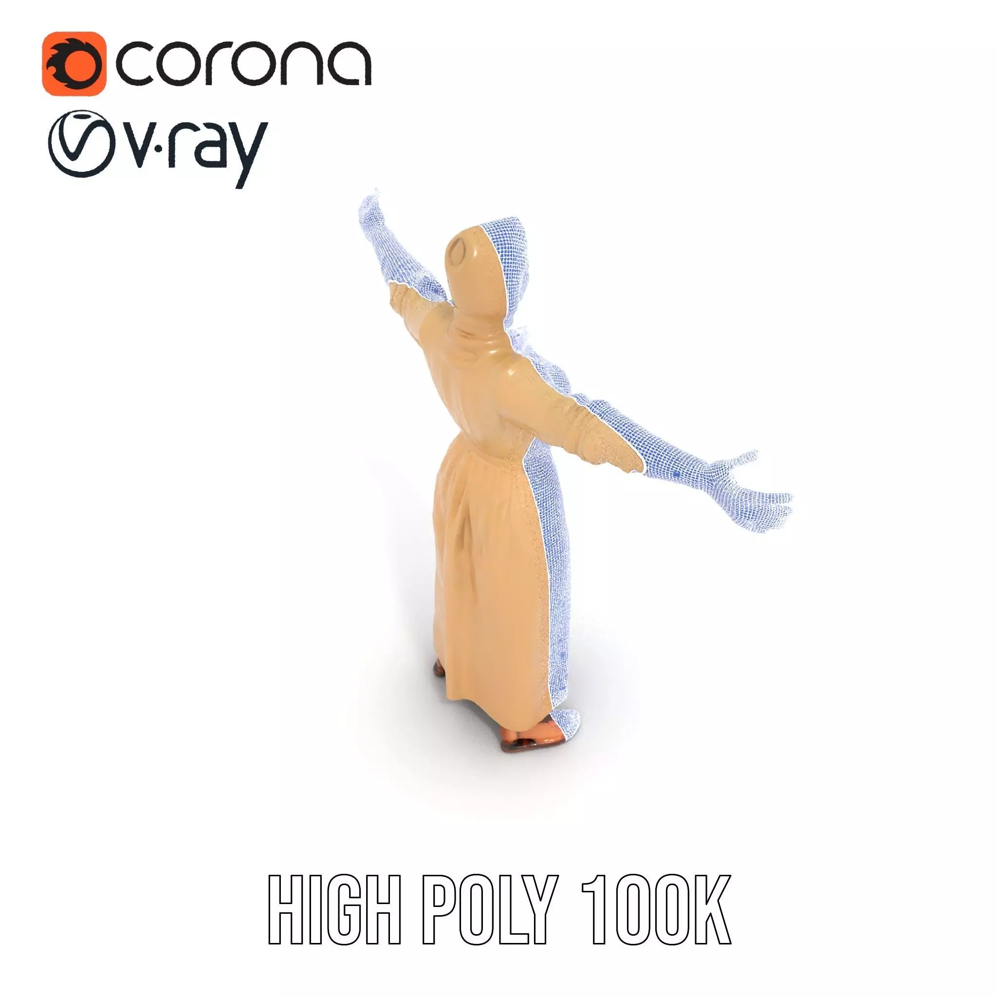 Model Pack Traditional Dress with Headscarf Low-poly 3D model_32