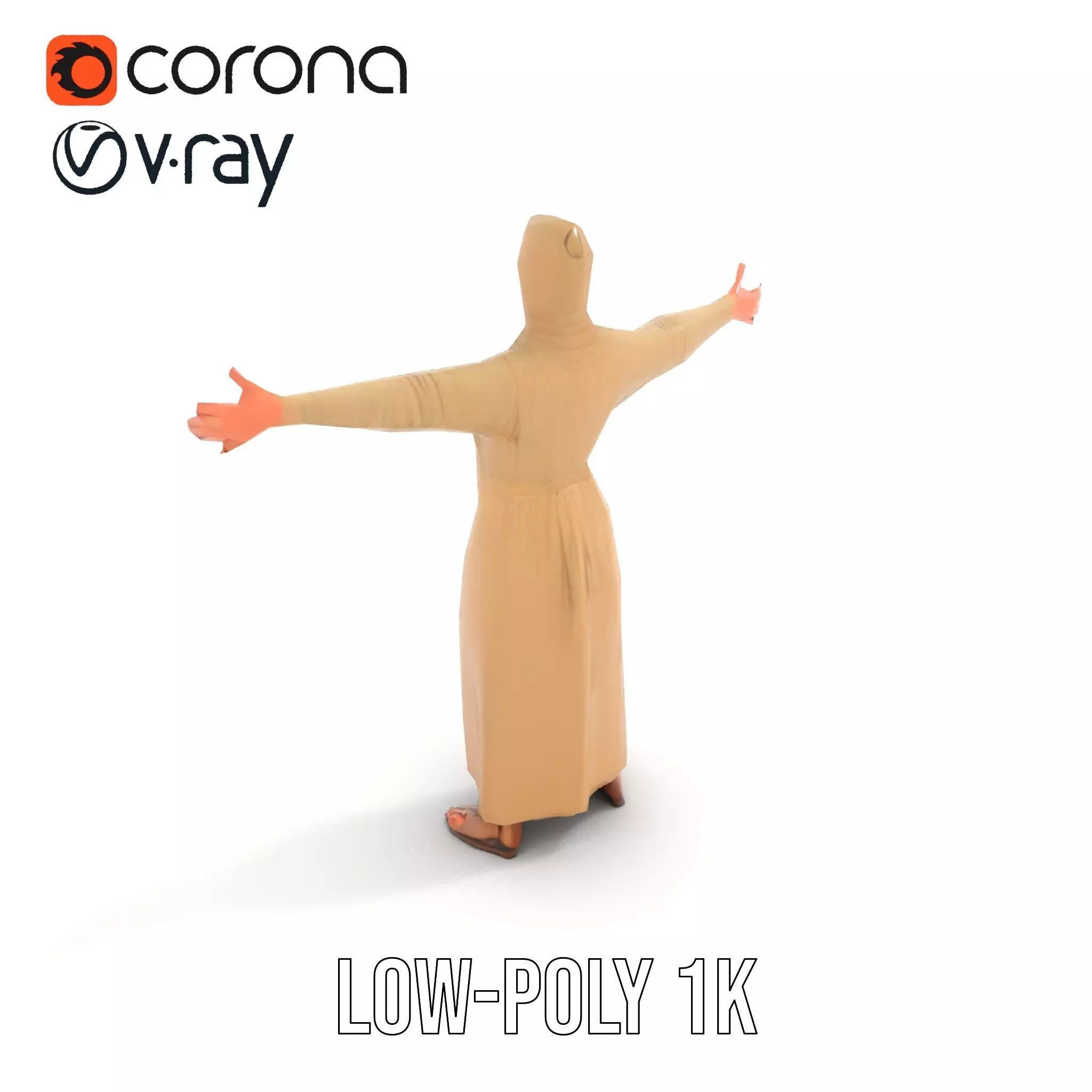 Model Pack Traditional Dress with Headscarf Low-poly 3D model_17