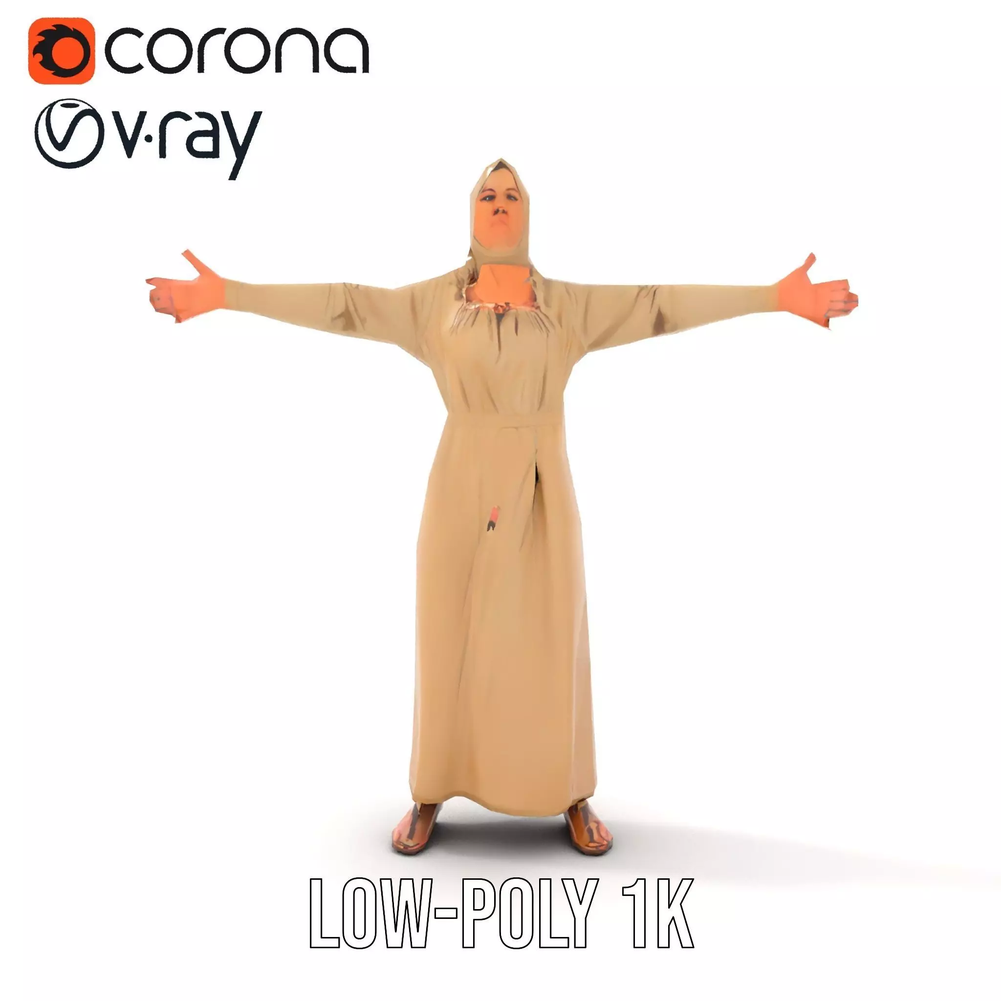 Model Pack Traditional Dress with Headscarf Low-poly 3D model_20