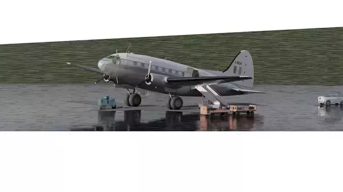 CURTISS C-46 COMMANDO 1960s 3D model
