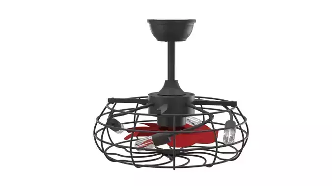 Farmhouse Ceiling Fan with Light 3D Model